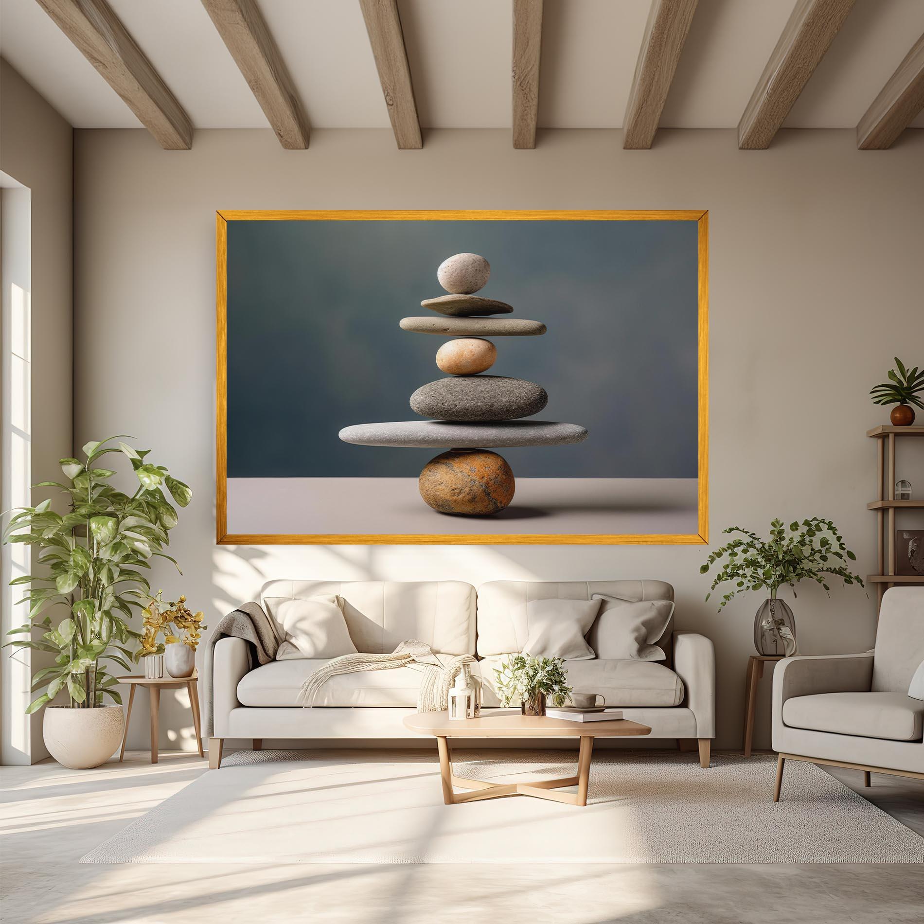 Vászonkép Balance Pebbles Pyramid mockup 6