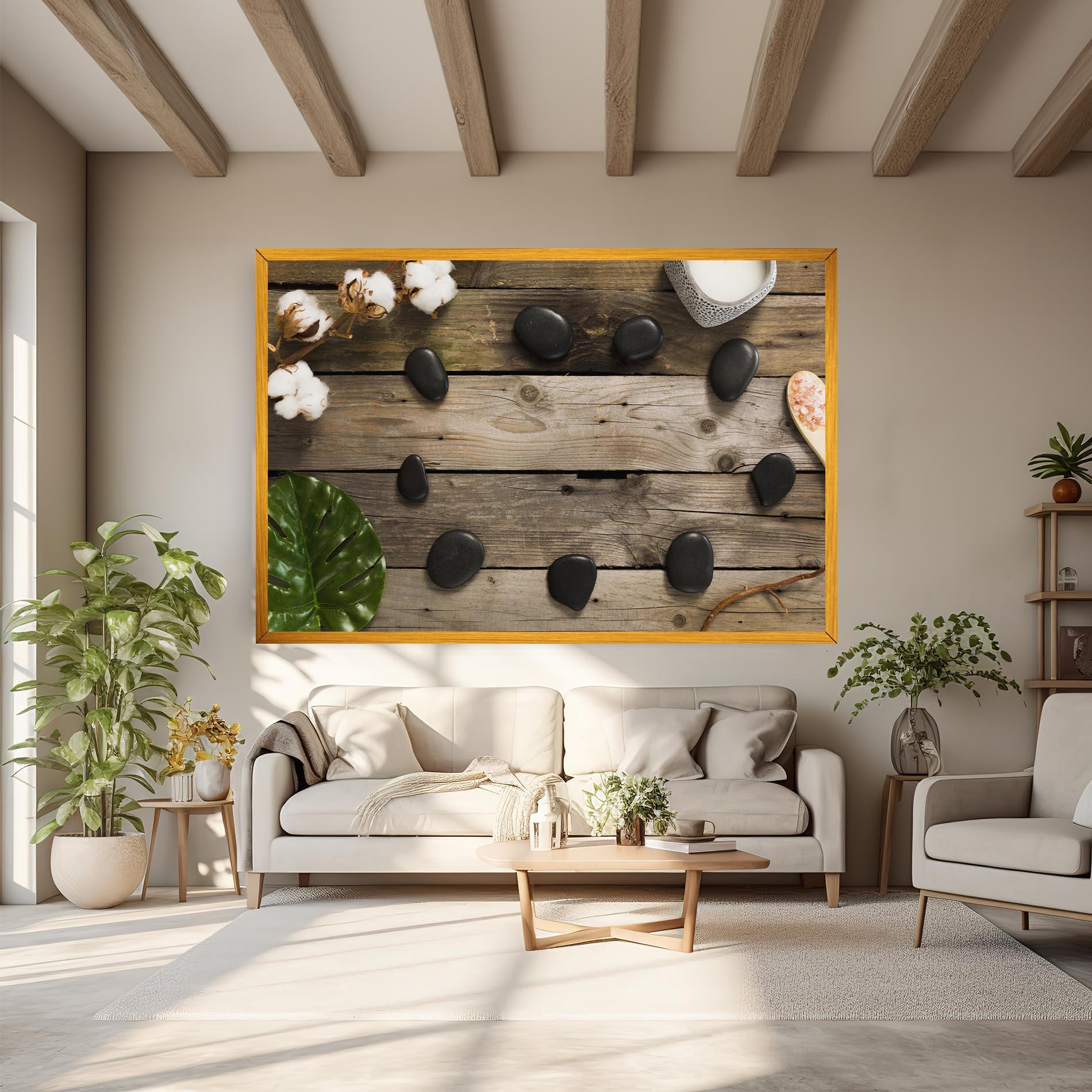 Vászonkép Cotton Flowers Stones mockup 6