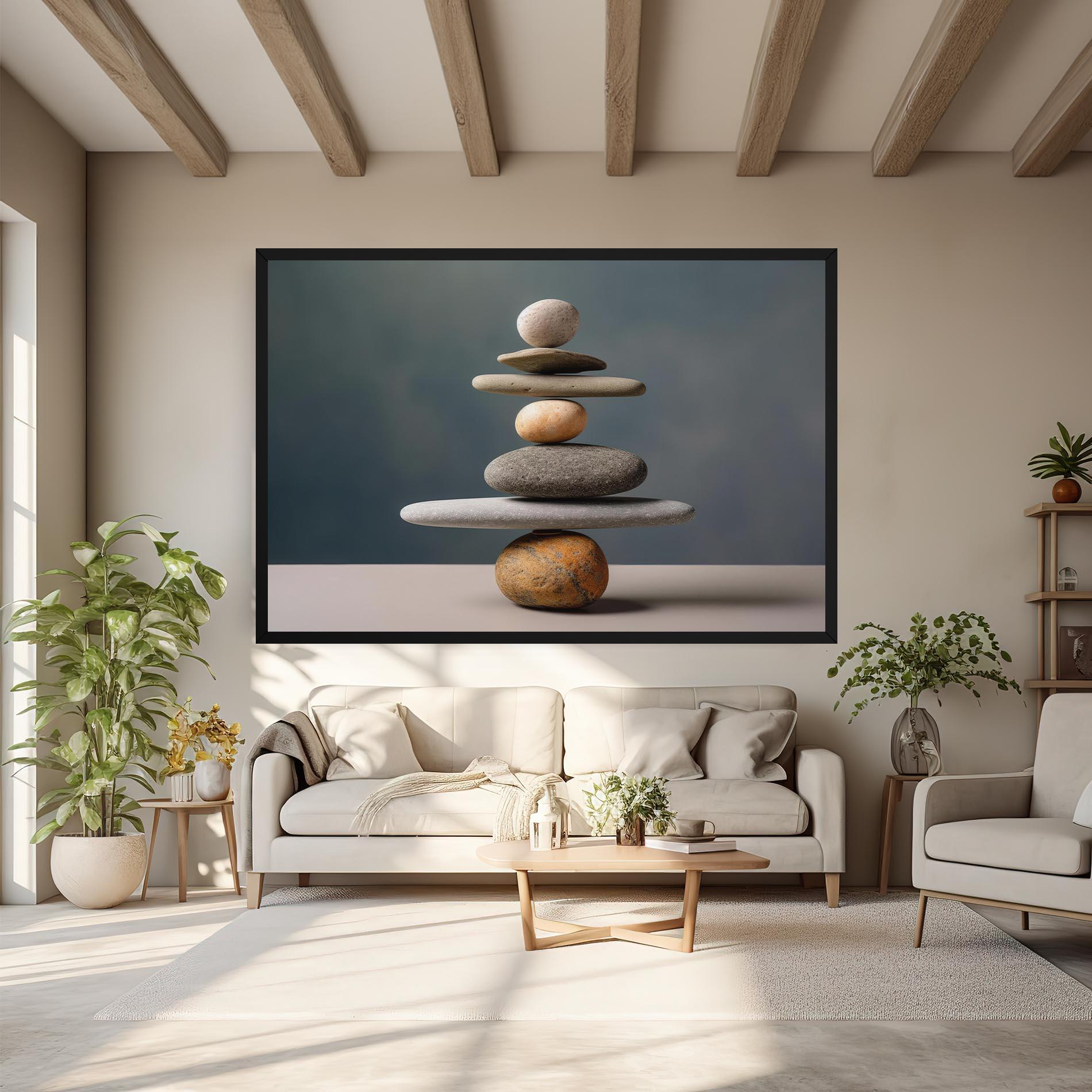 Vászonkép Balance Pebbles Pyramid mockup 6