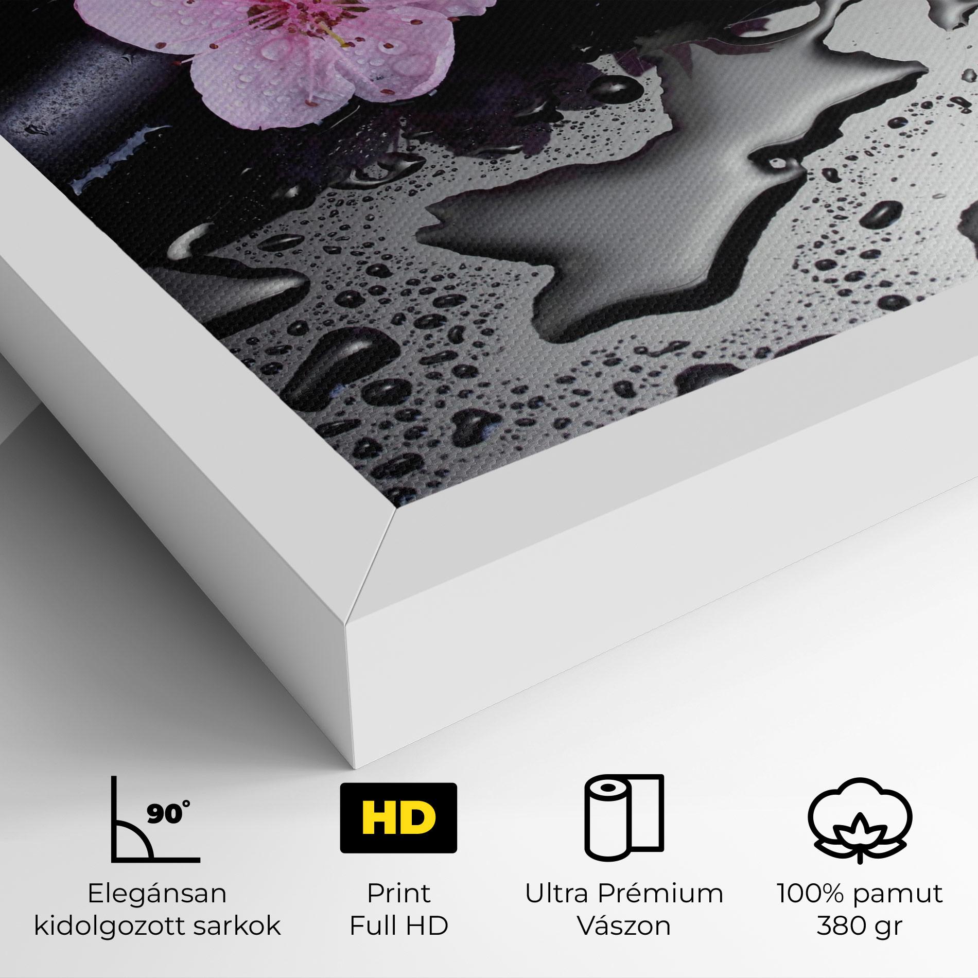 Vászonkép Pink Flowers Stones mockup 4