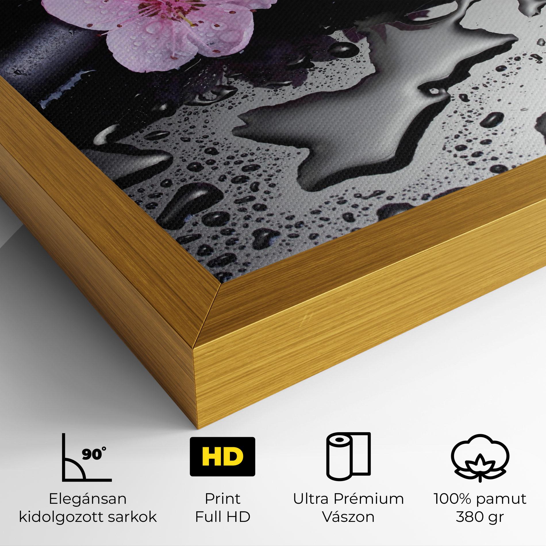 Vászonkép Pink Flowers Stones mockup 4