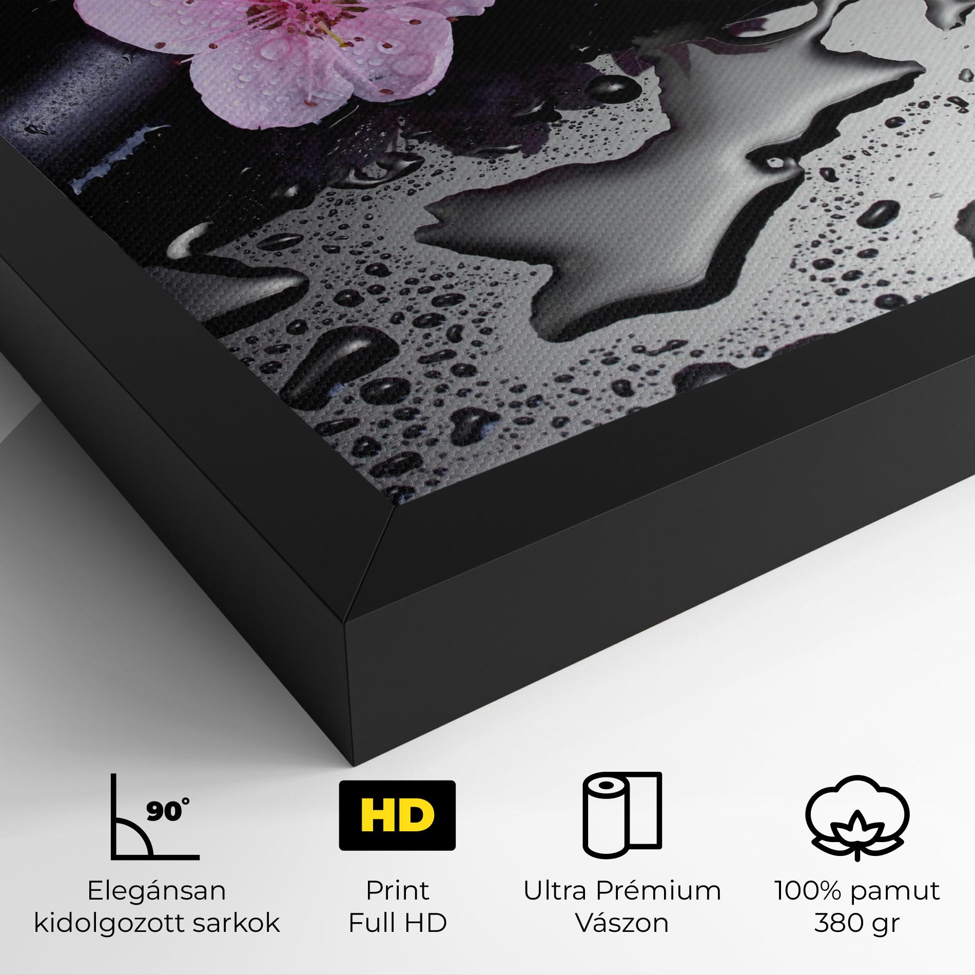 Vászonkép Pink Flowers Stones mockup 4