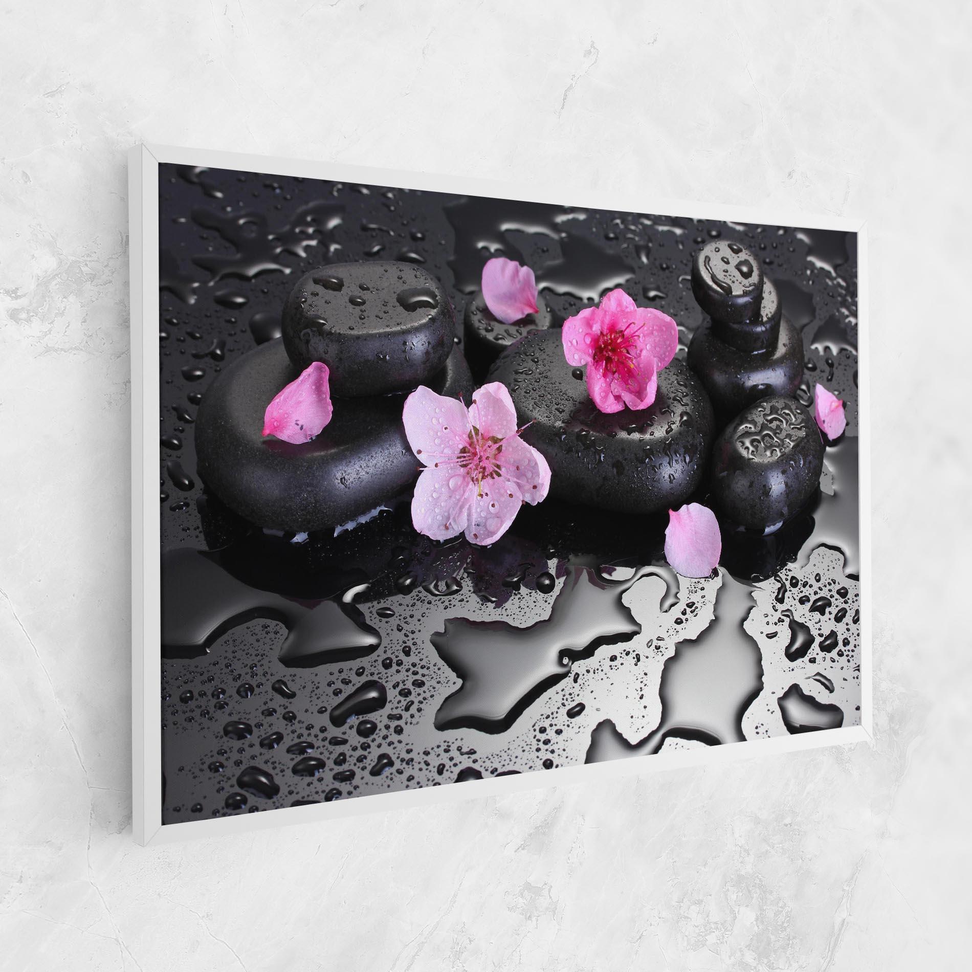 Vászonkép Pink Flowers Stones mockup 1