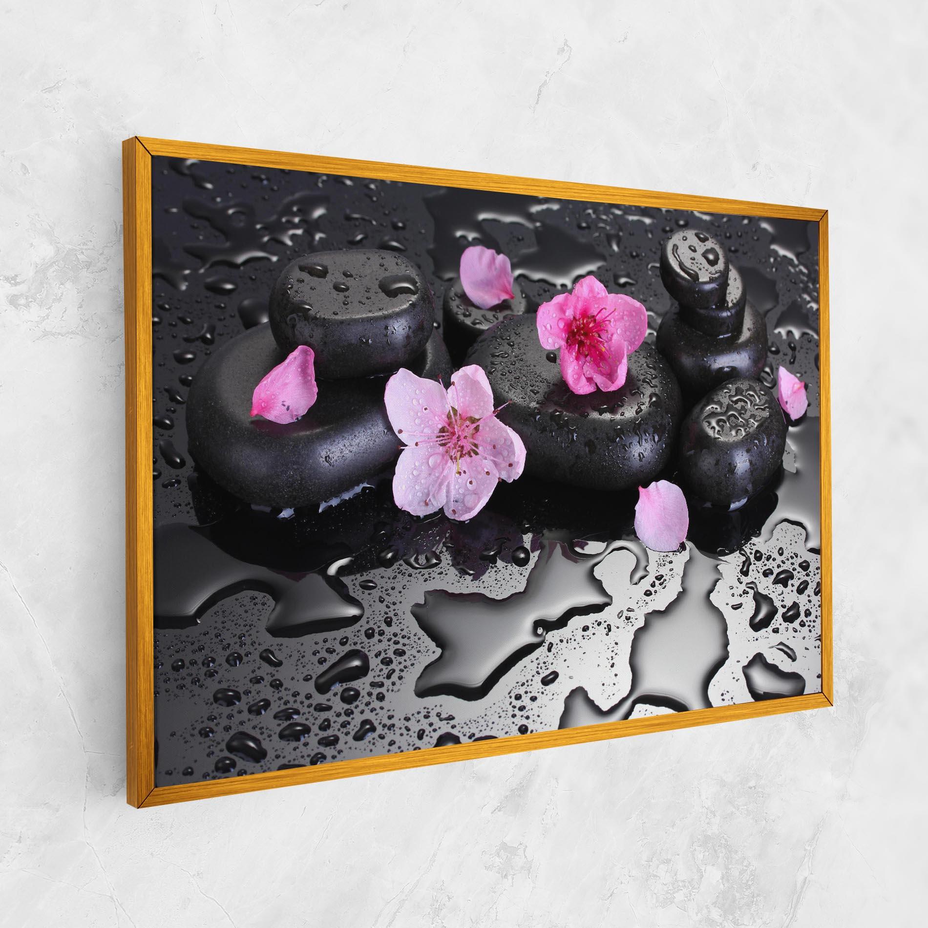 Vászonkép Pink Flowers Stones mockup 1