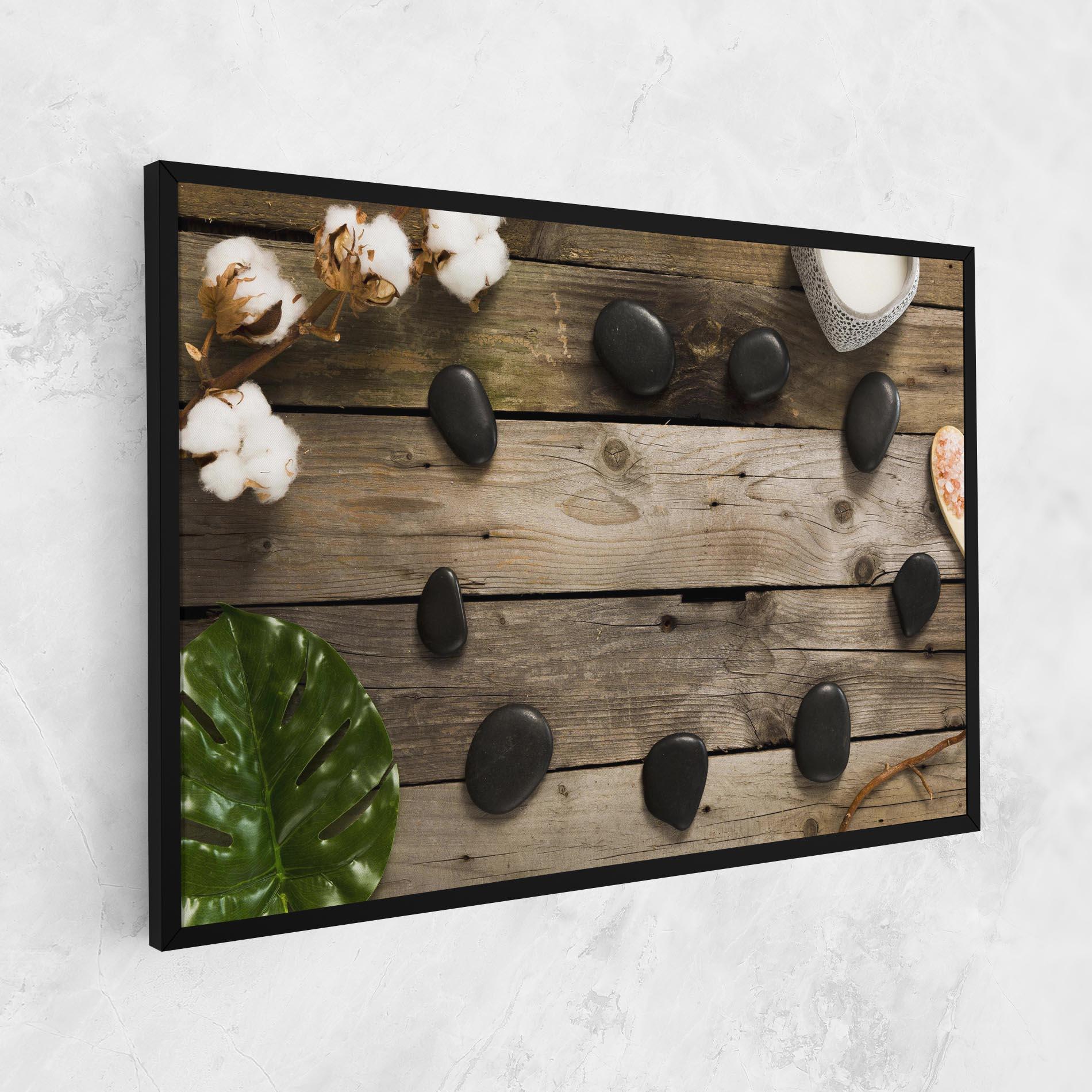 Vászonkép Cotton Flowers Stones mockup 1