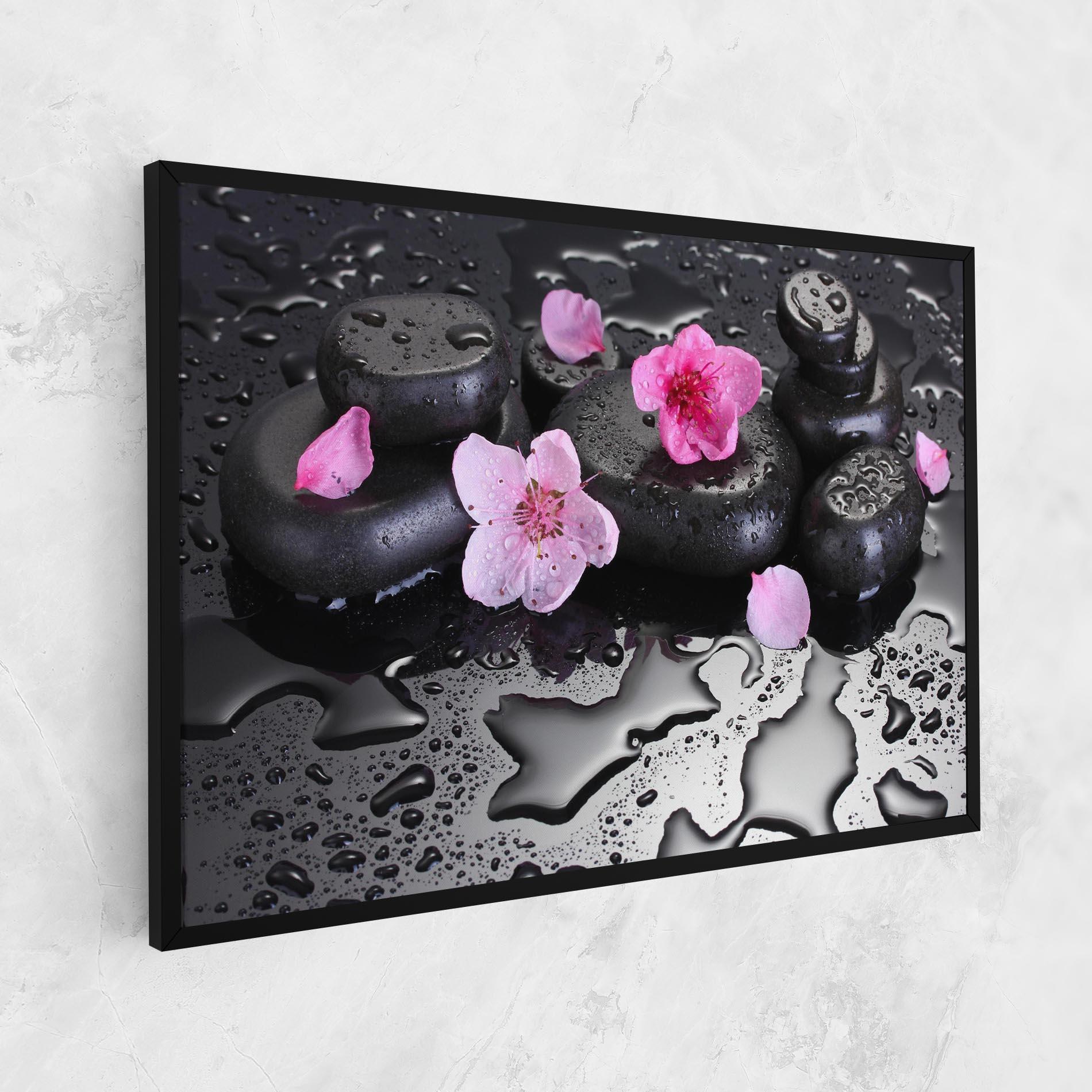Vászonkép Pink Flowers Stones mockup 1