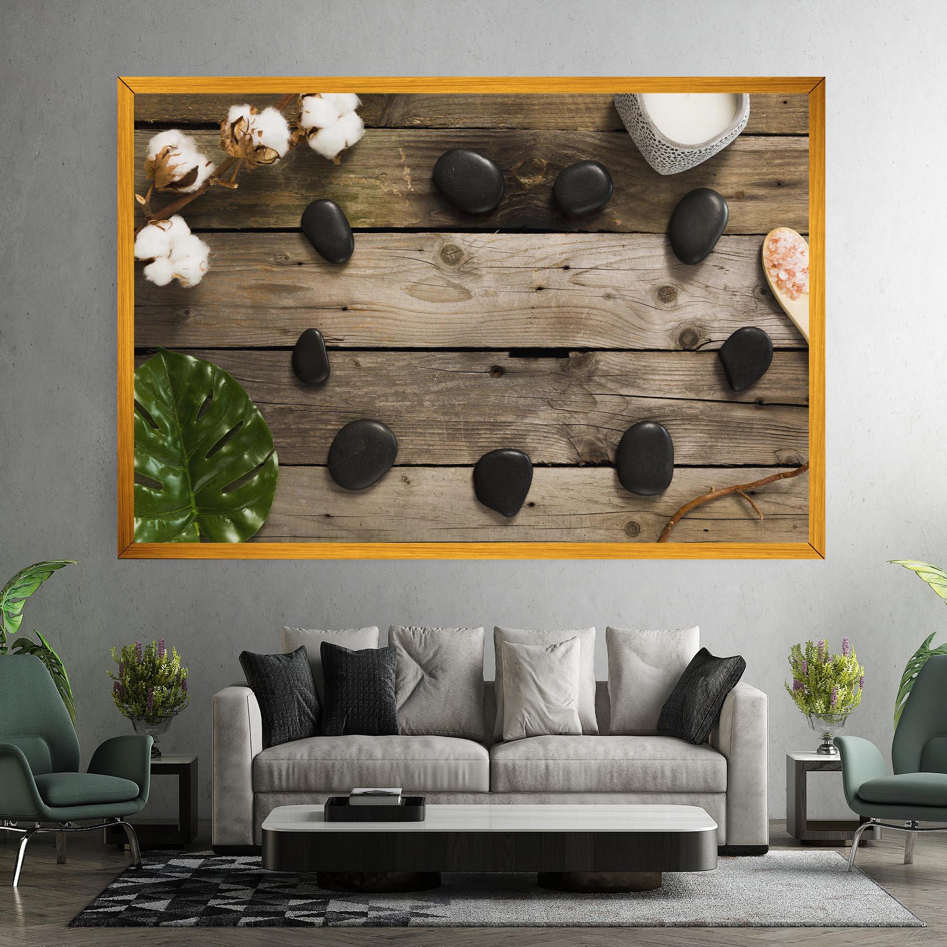 Vászonkép Cotton Flowers Stones mockup 7