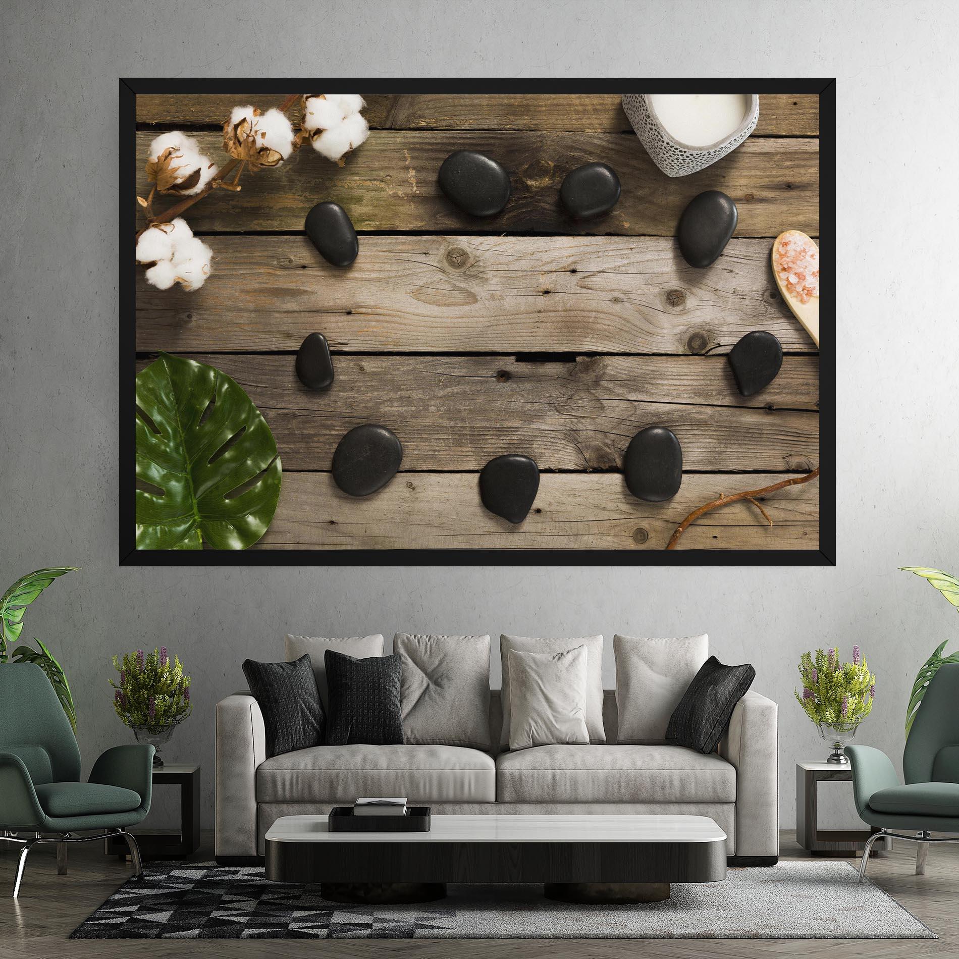 Vászonkép Cotton Flowers Stones mockup 7