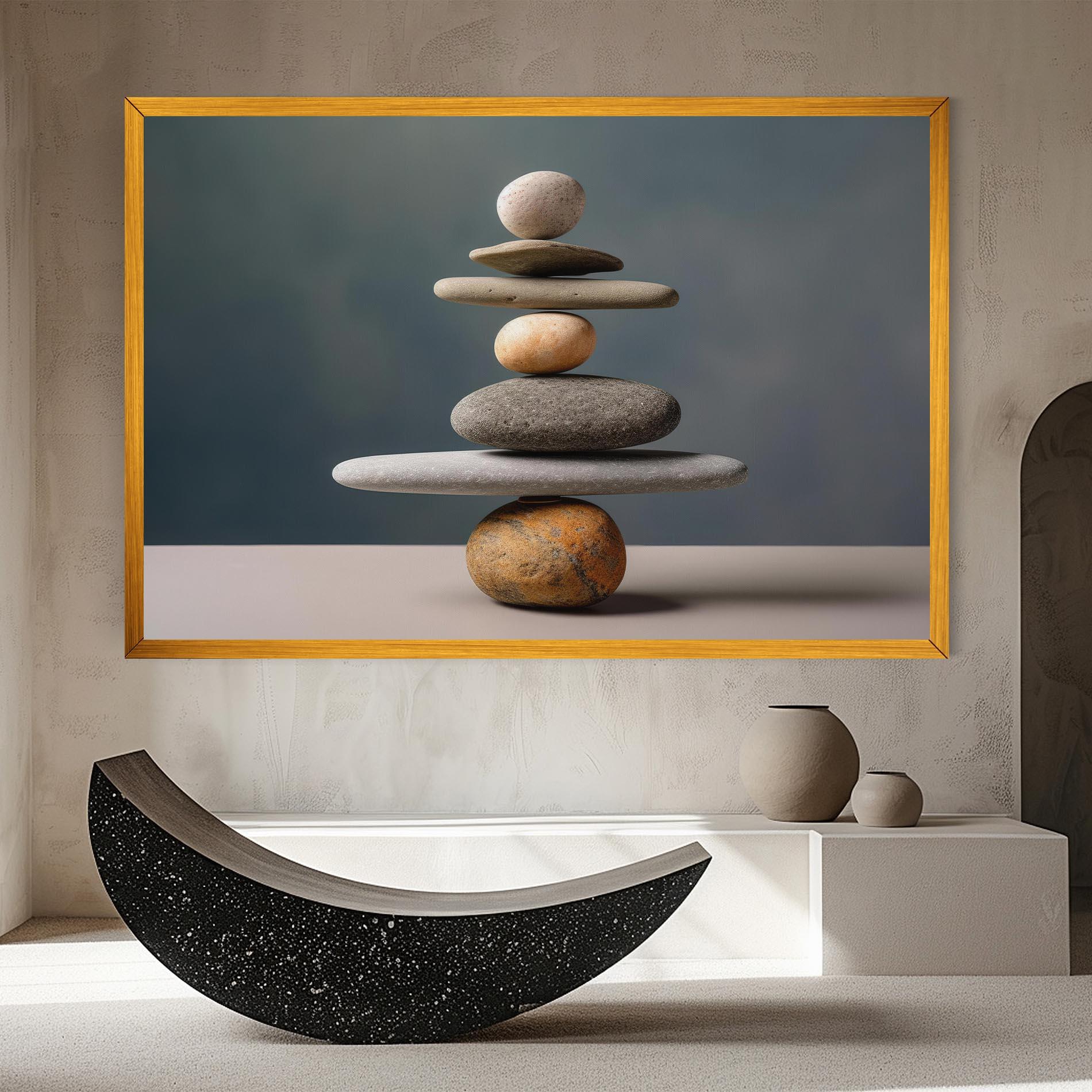 Vászonkép Balance Pebbles Pyramid mockup 8