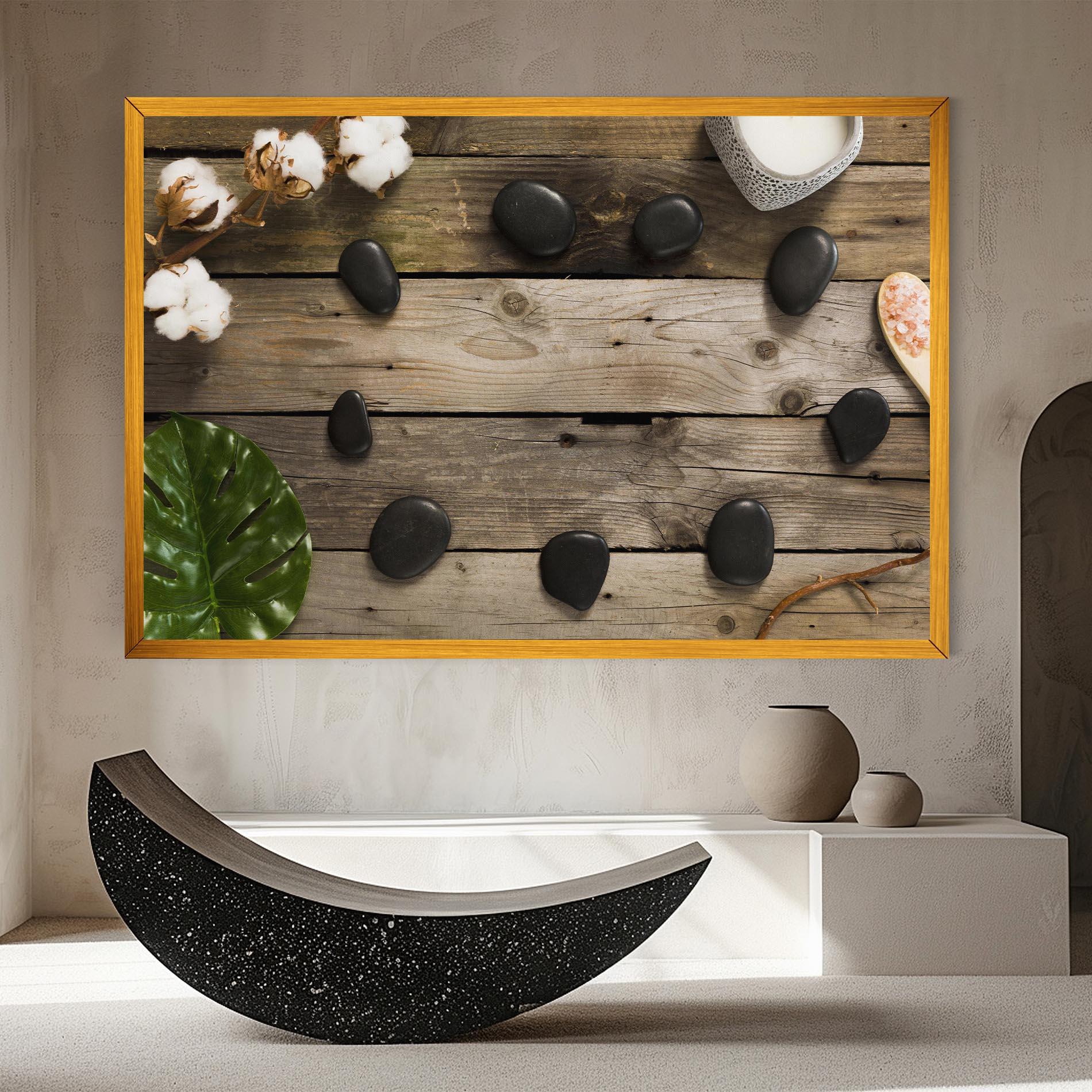 Vászonkép Cotton Flowers Stones mockup 8