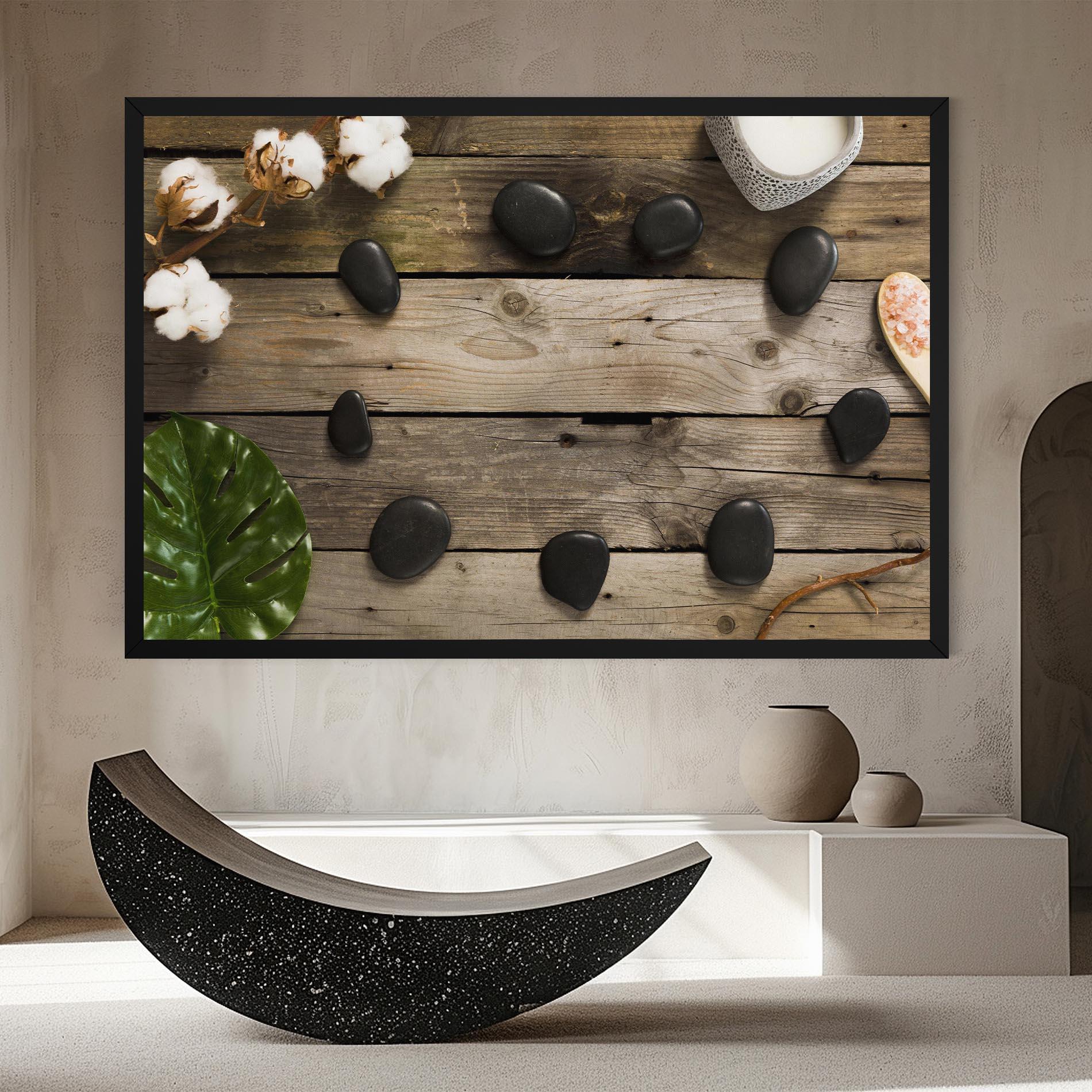 Vászonkép Cotton Flowers Stones mockup 8