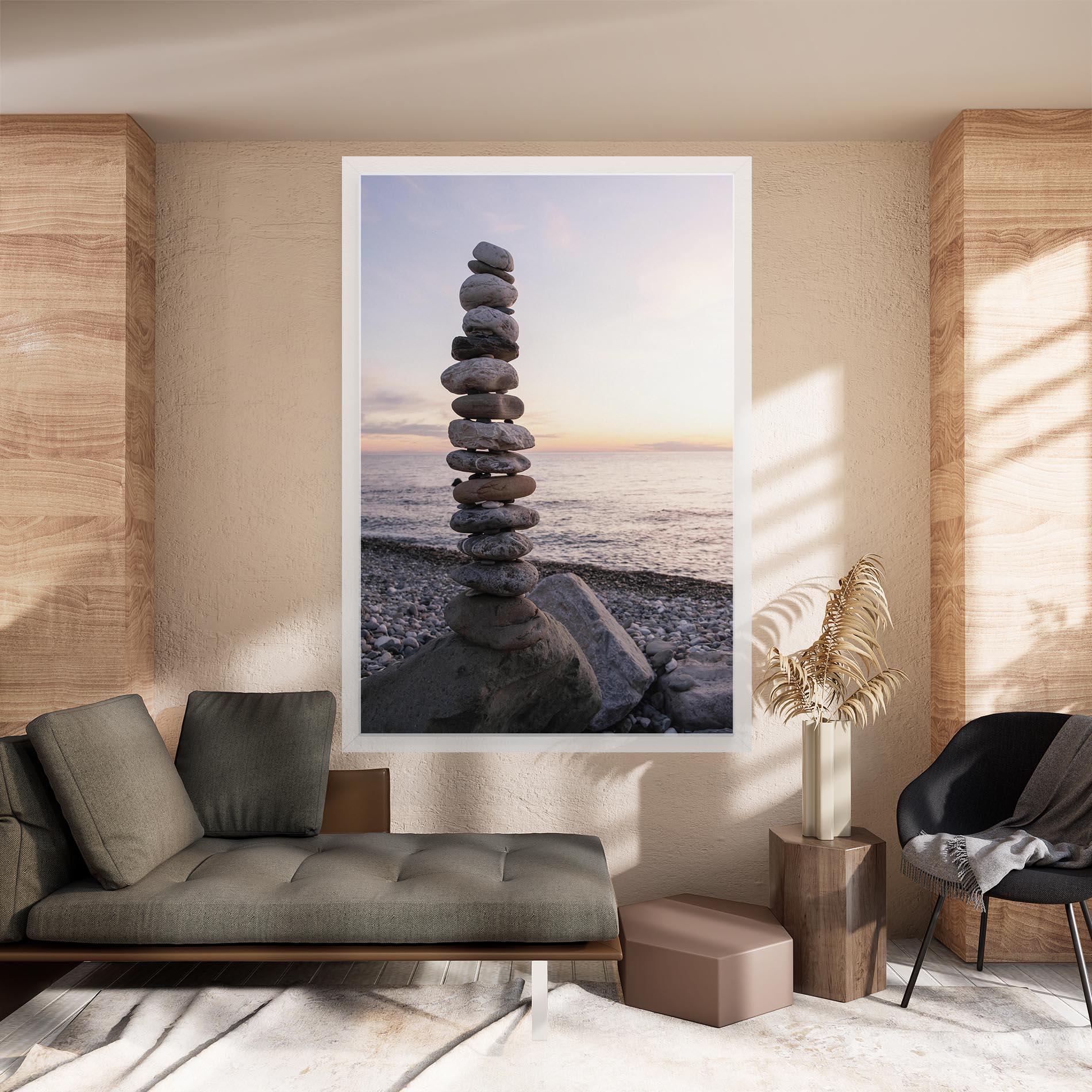 Vászonkép Pebbles Seaside mockup 8