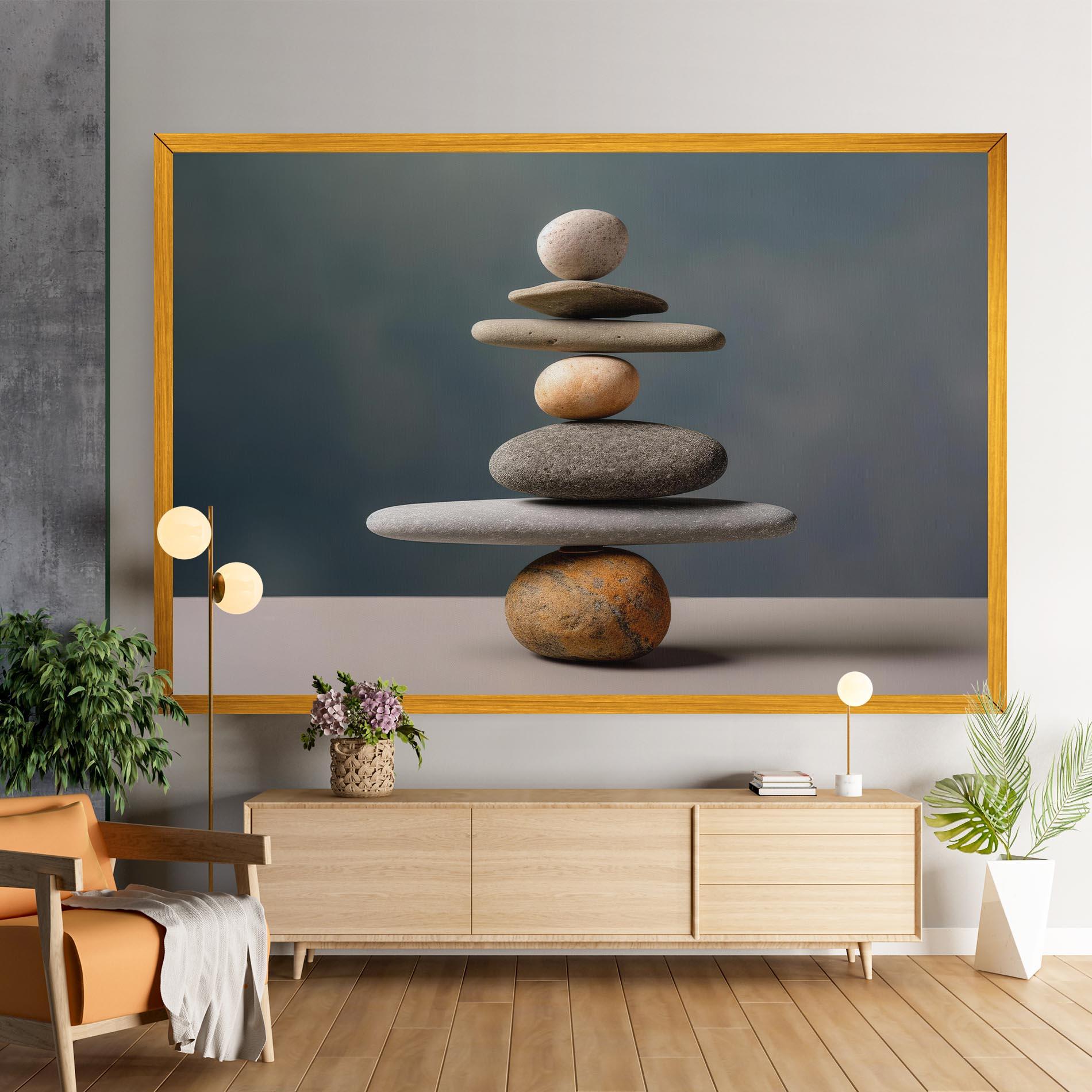 Vászonkép Balance Pebbles Pyramid mockup 9