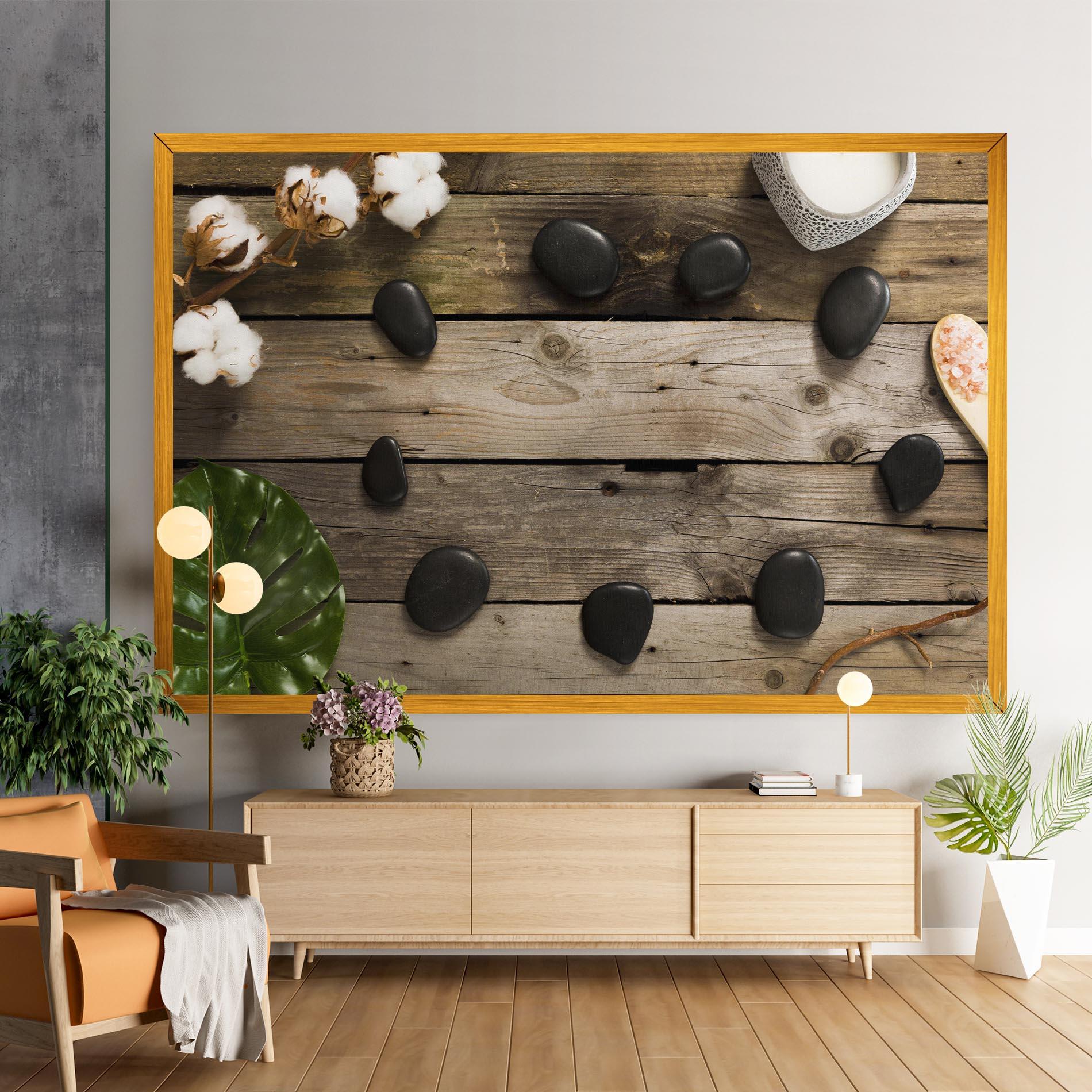 Vászonkép Cotton Flowers Stones mockup 9