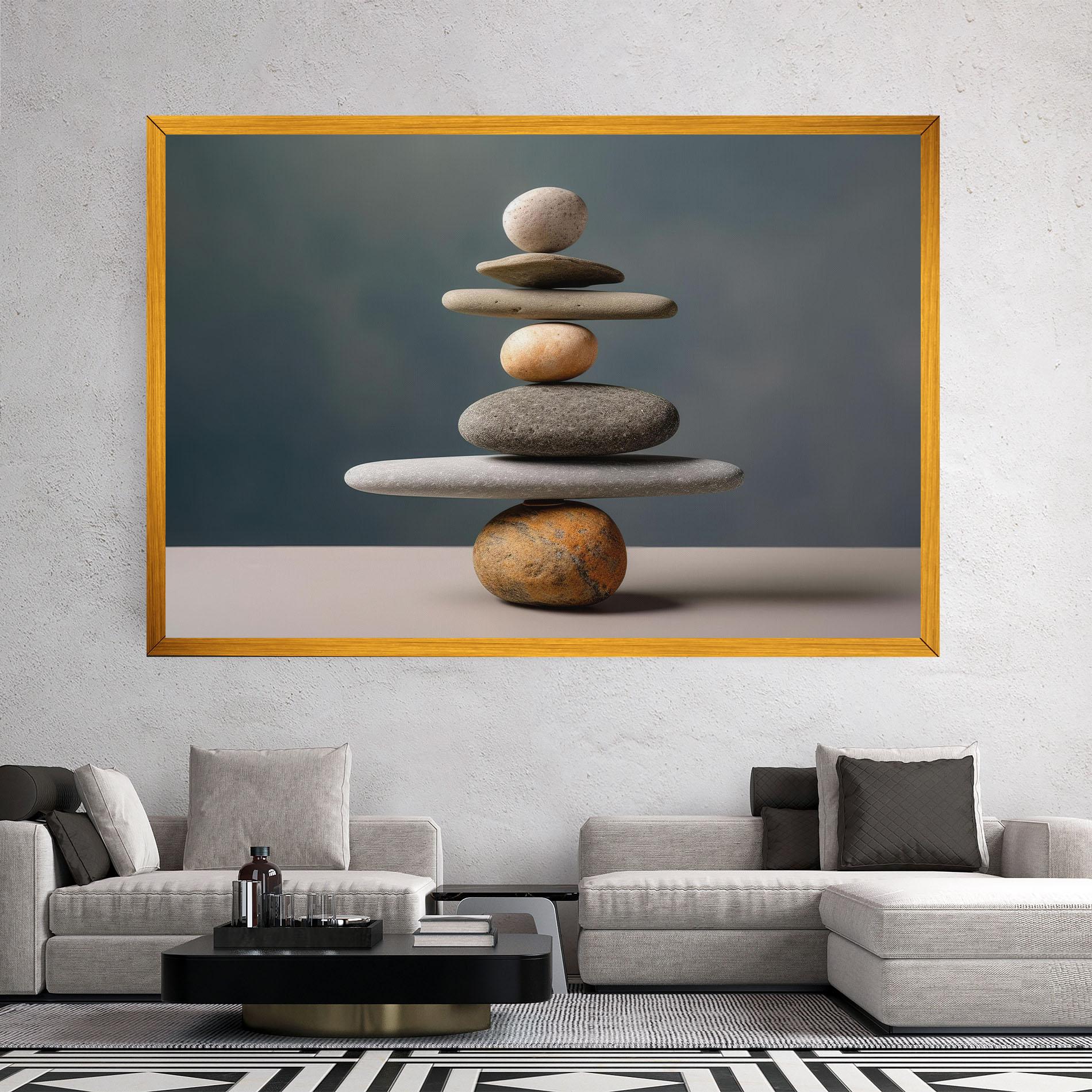 Vászonkép Balance Pebbles Pyramid mockup 2