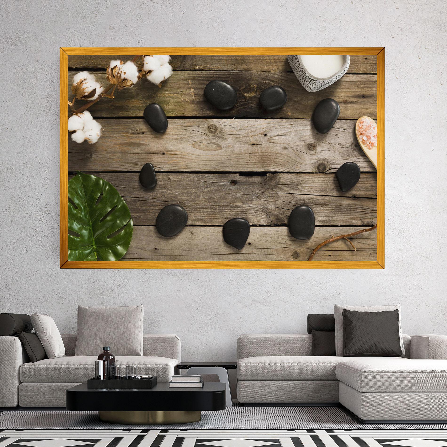 Vászonkép Cotton Flowers Stones mockup 2