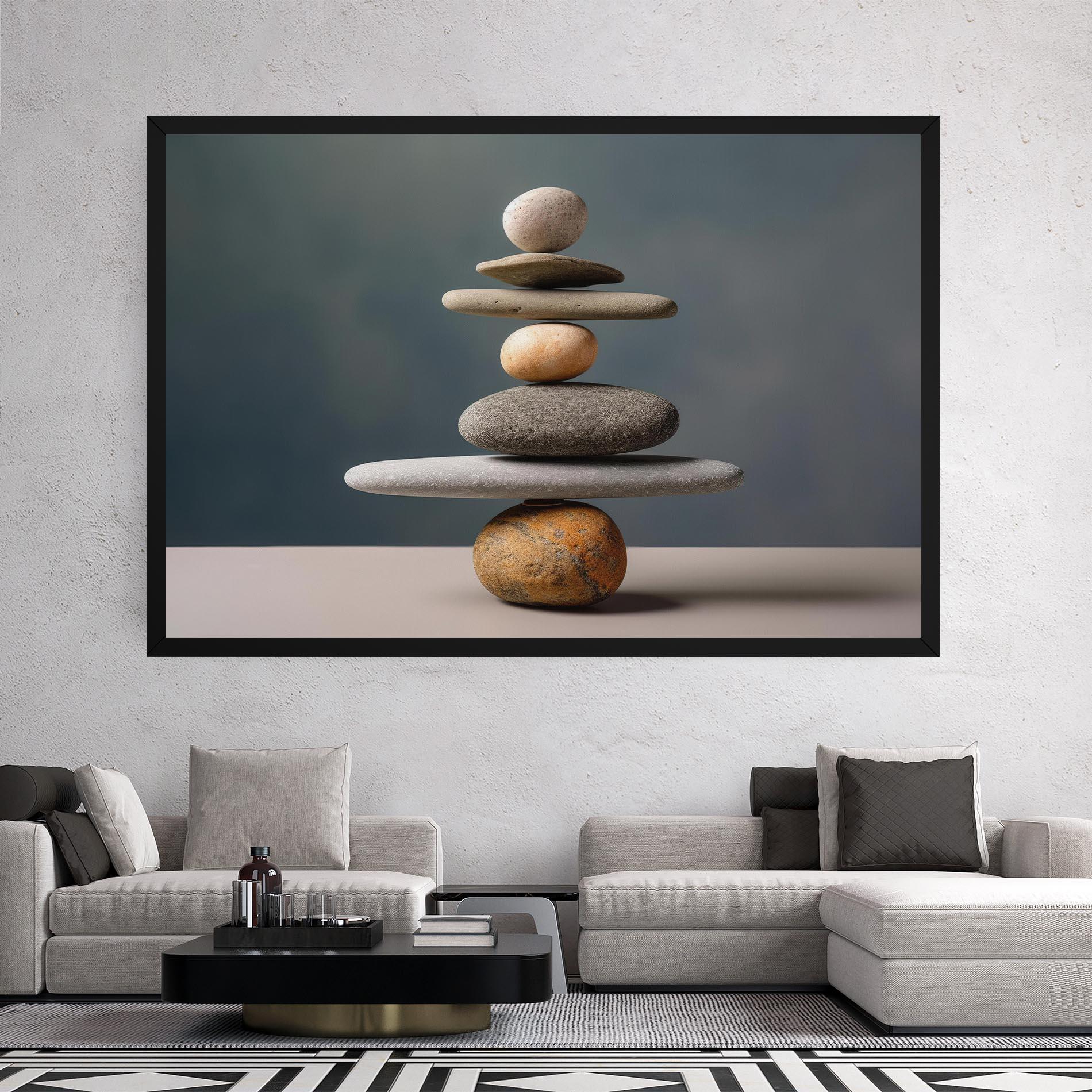 Vászonkép Balance Pebbles Pyramid mockup 2
