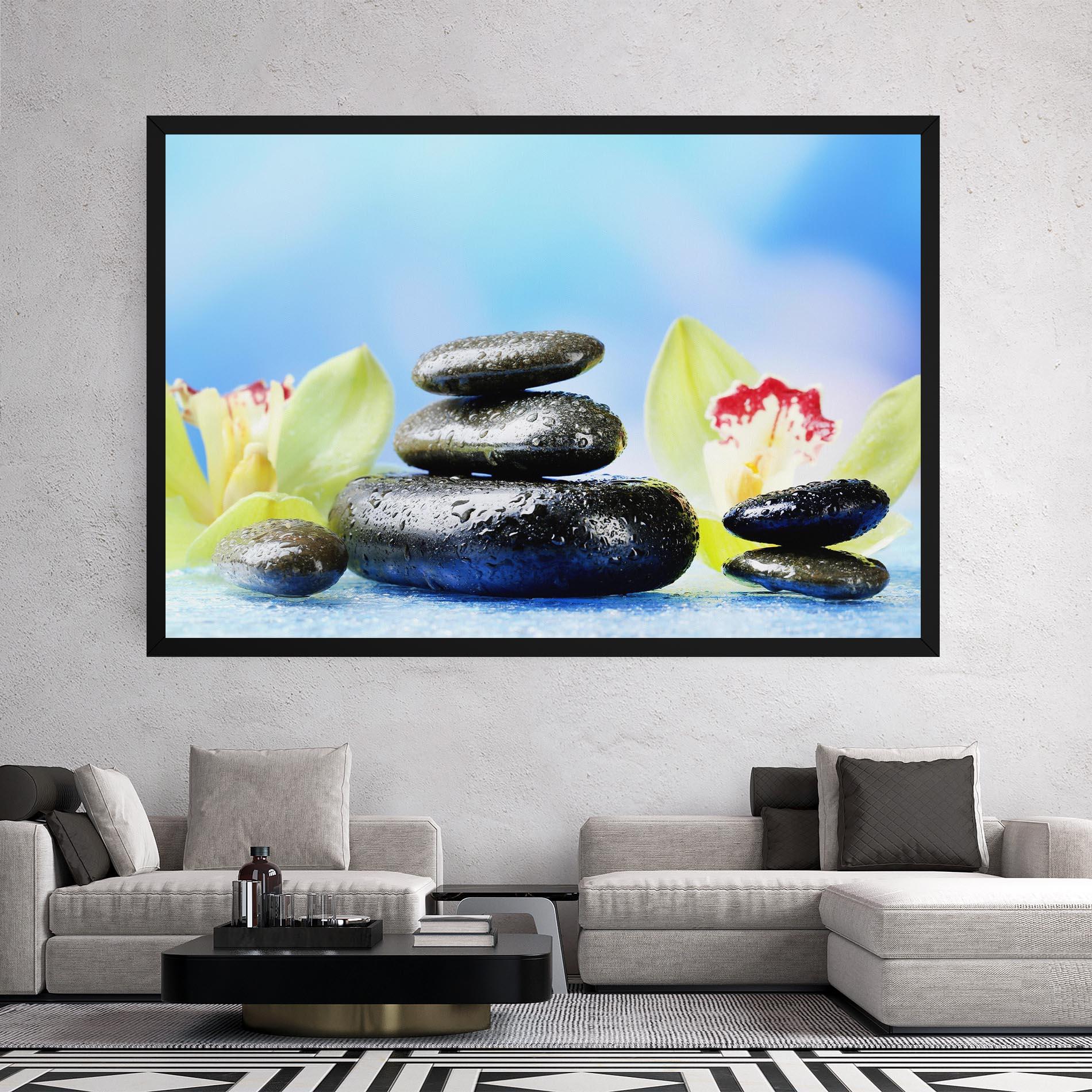 Vászonkép Blooming Orchid Stone mockup 2