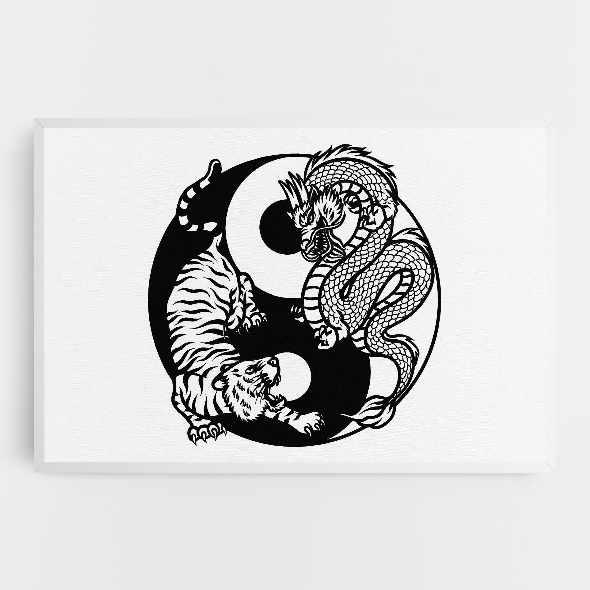Vászonkép Tiger Dragon Yinyang mockup 0