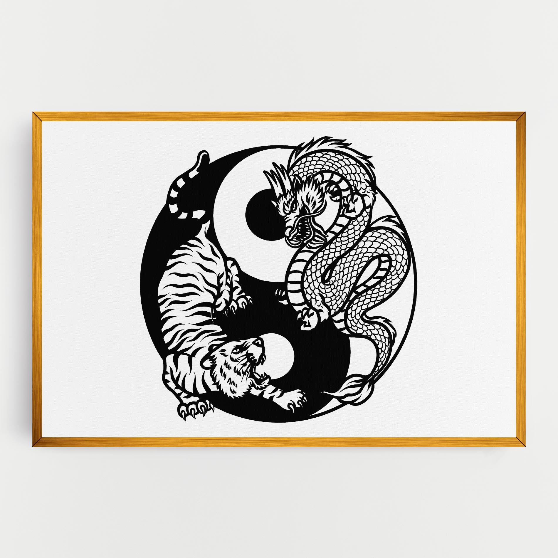 Vászonkép Tiger Dragon Yinyang mockup 0
