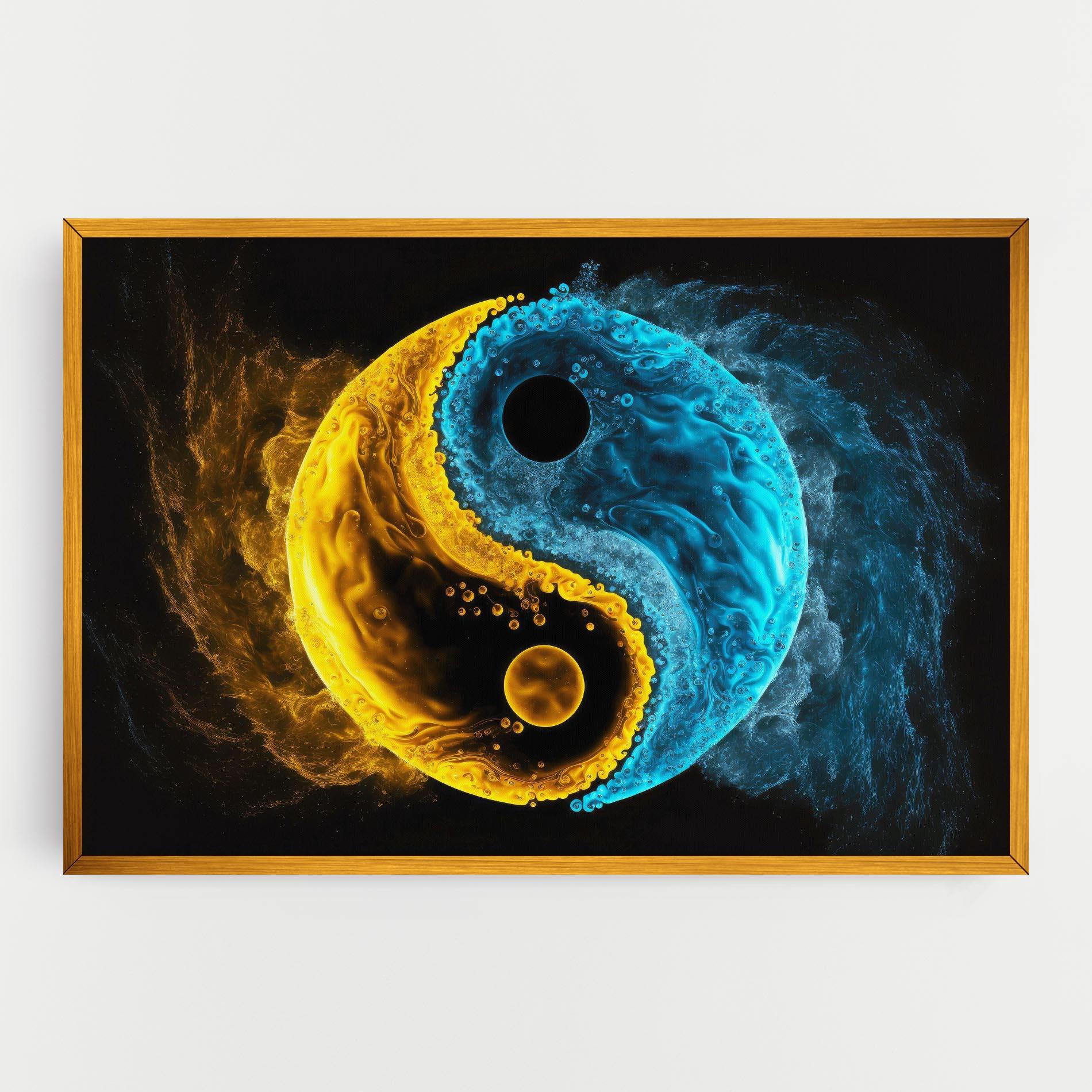 Vászonkép Yellow Blue Yinyang mockup 0