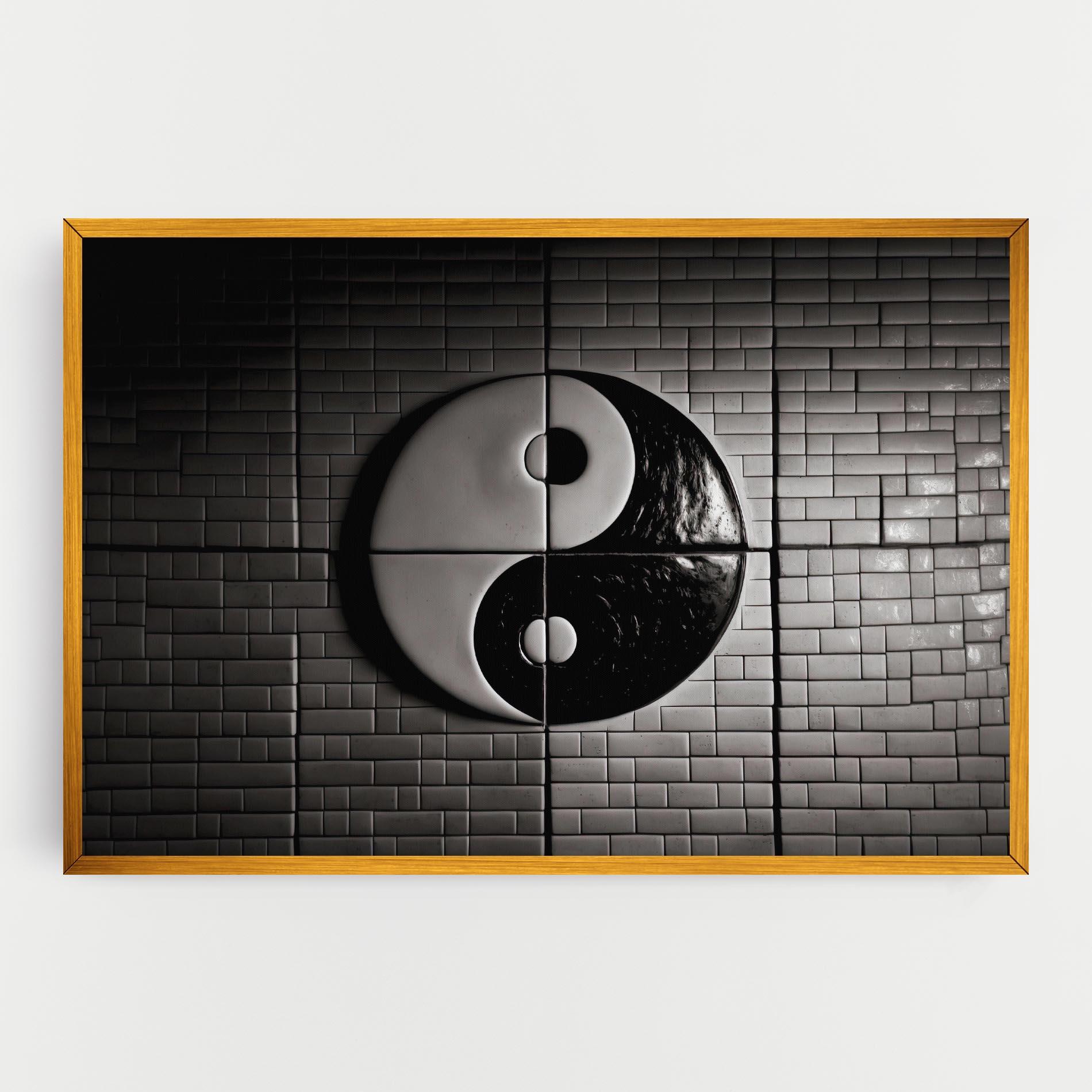 Vászonkép Yinyang Tiles Wall mockup 0