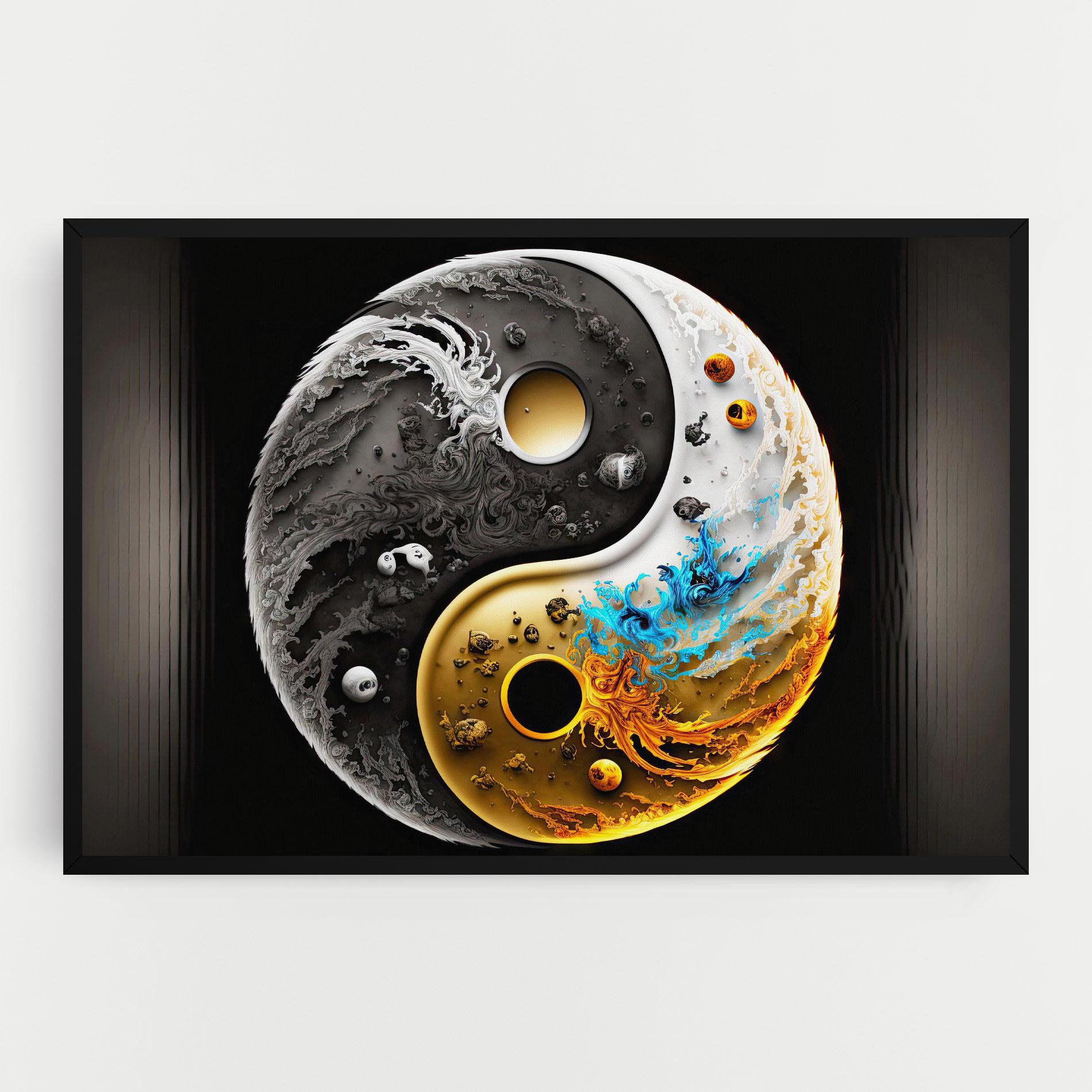 Vászonkép Black Yellow Yinyang mockup 0