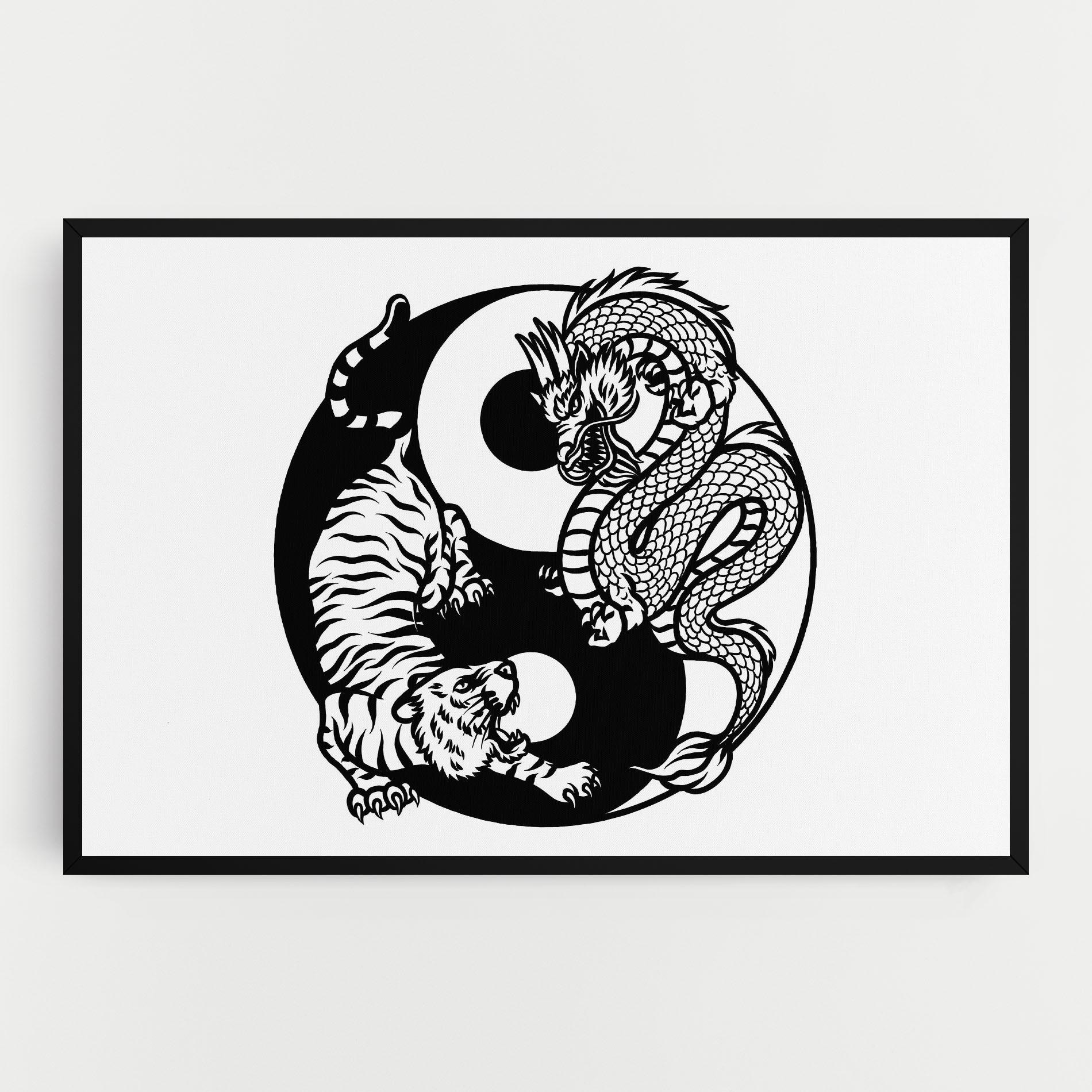 Vászonkép Tiger Dragon Yinyang mockup 0
