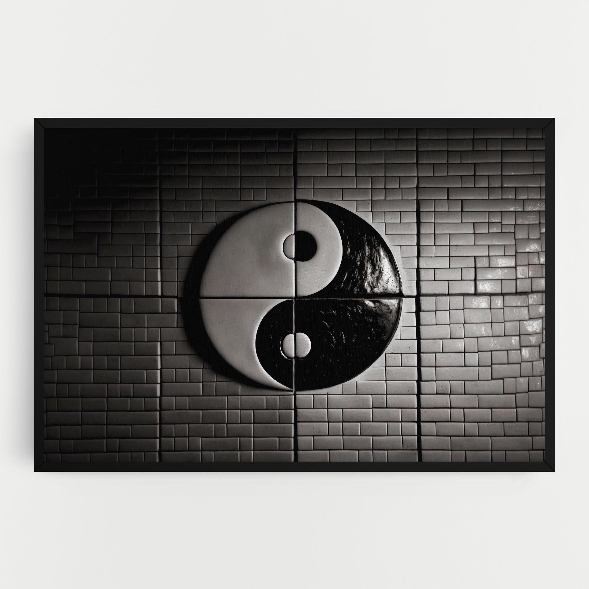 Vászonkép Yinyang Tiles Wall mockup 0