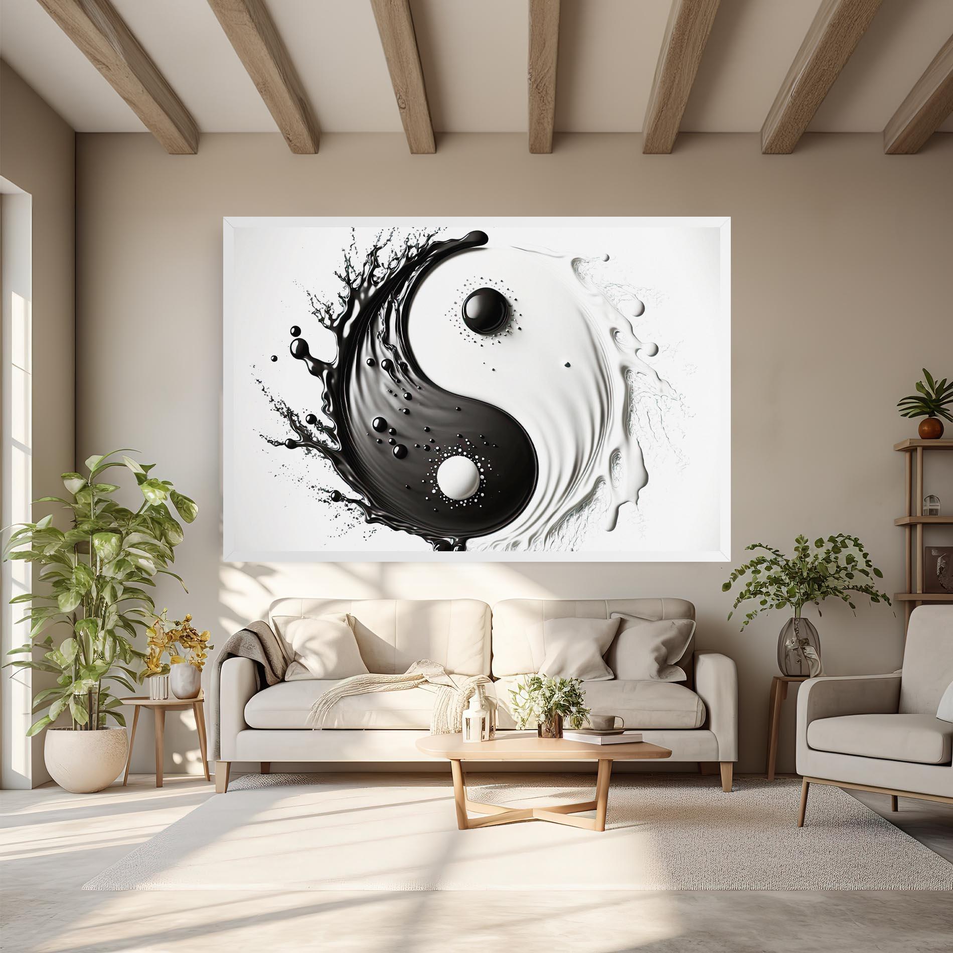 Vászonkép Black Liquid Yinyang mockup 6