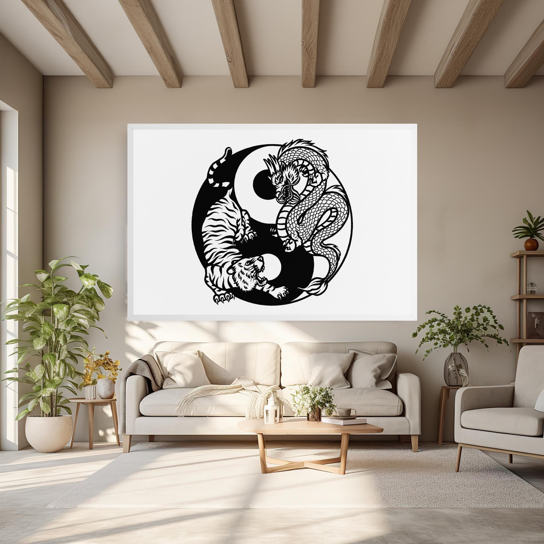 Vászonkép Tiger Dragon Yinyang mockup 6