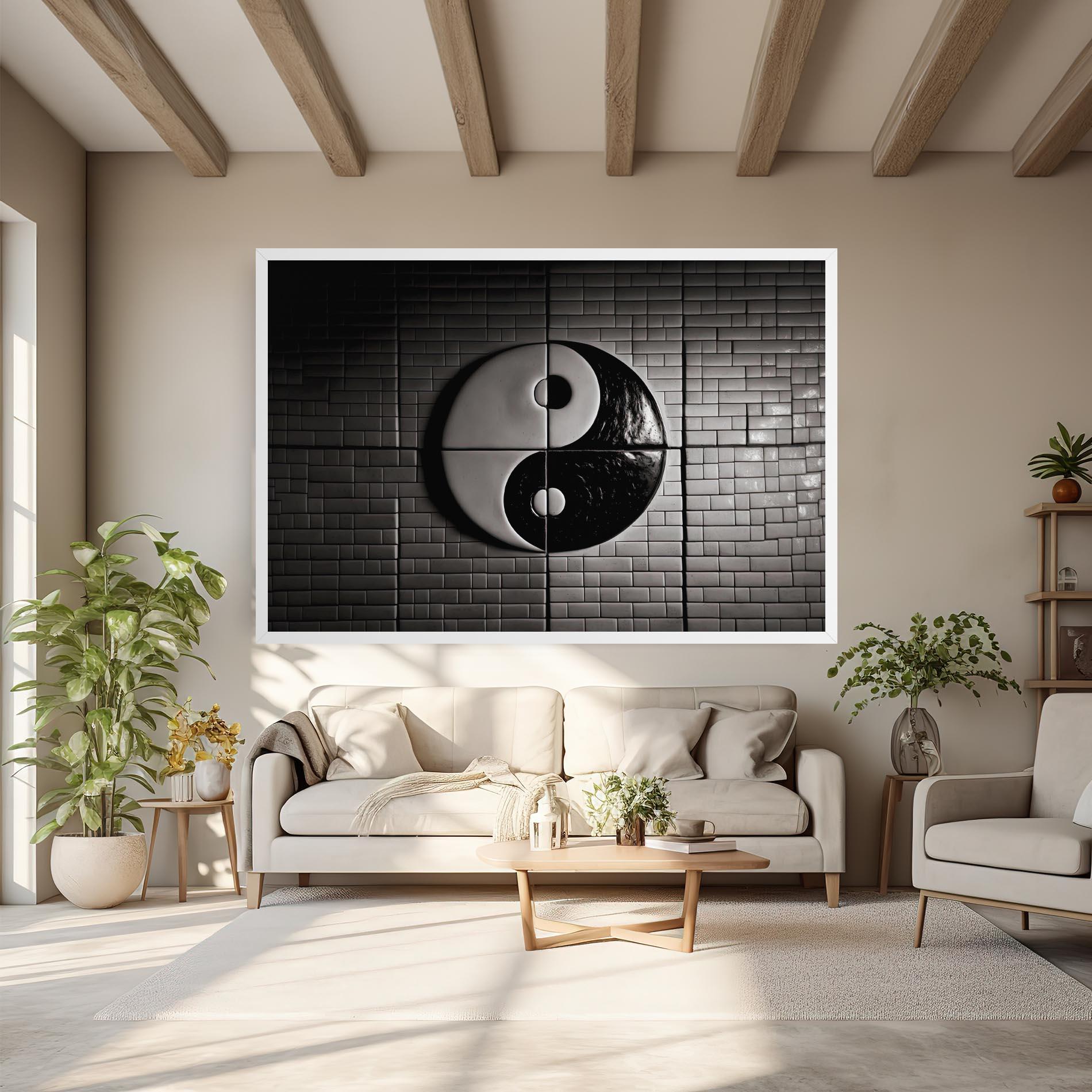 Vászonkép Yinyang Tiles Wall mockup 6