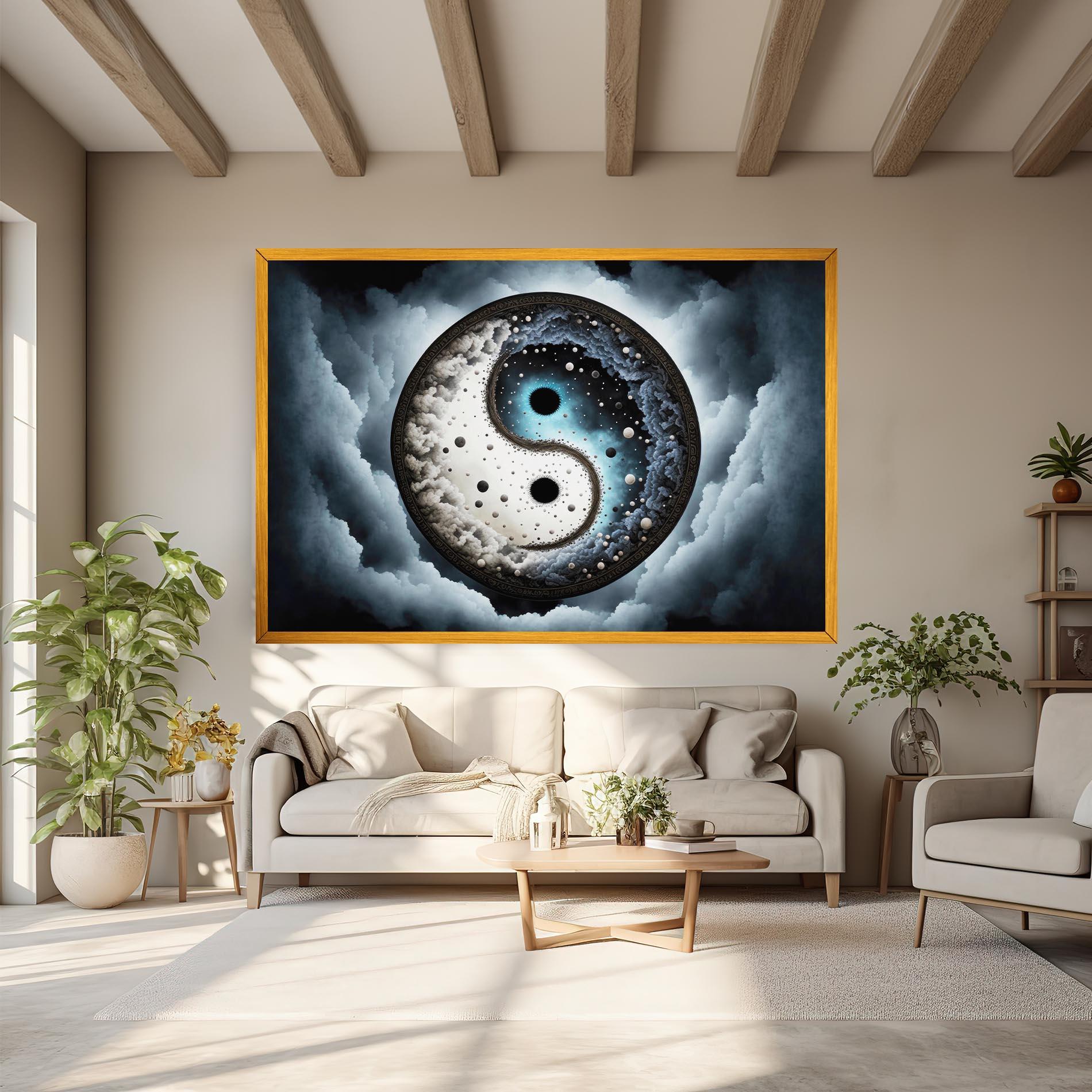 Vászonkép Black Blue Yinyang mockup 6