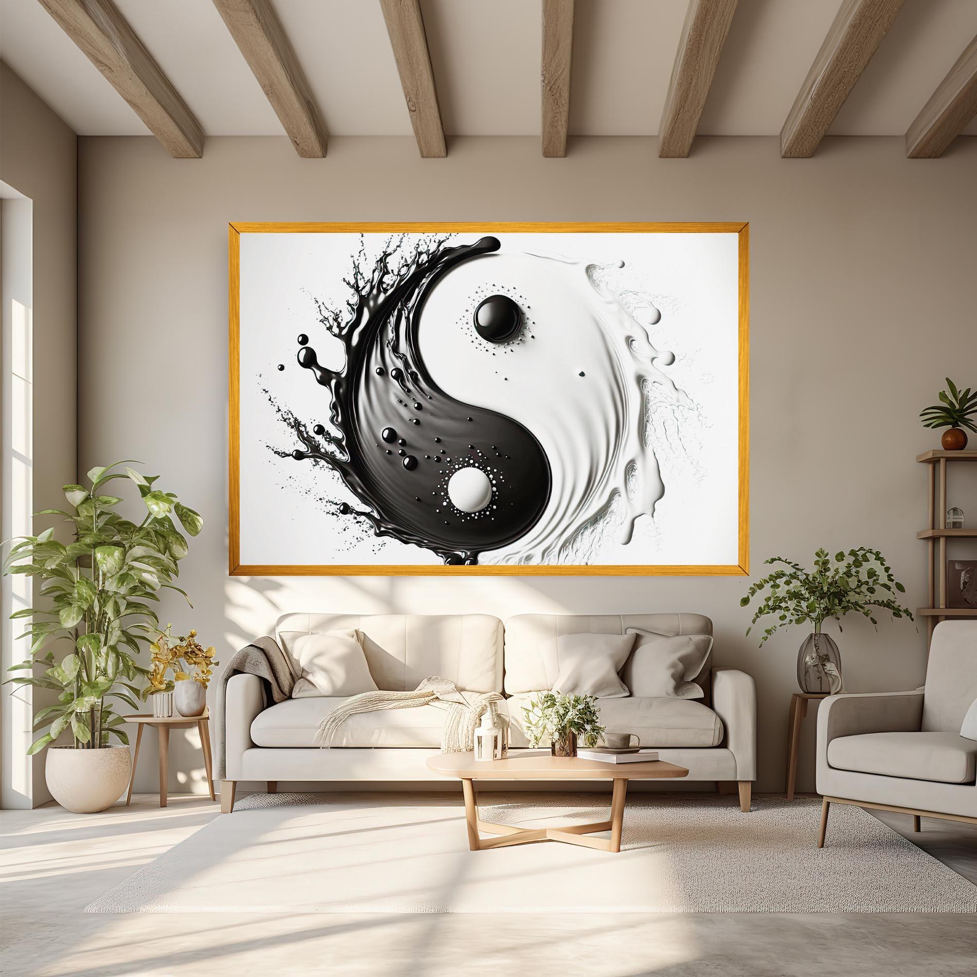 Vászonkép Black Liquid Yinyang mockup 6