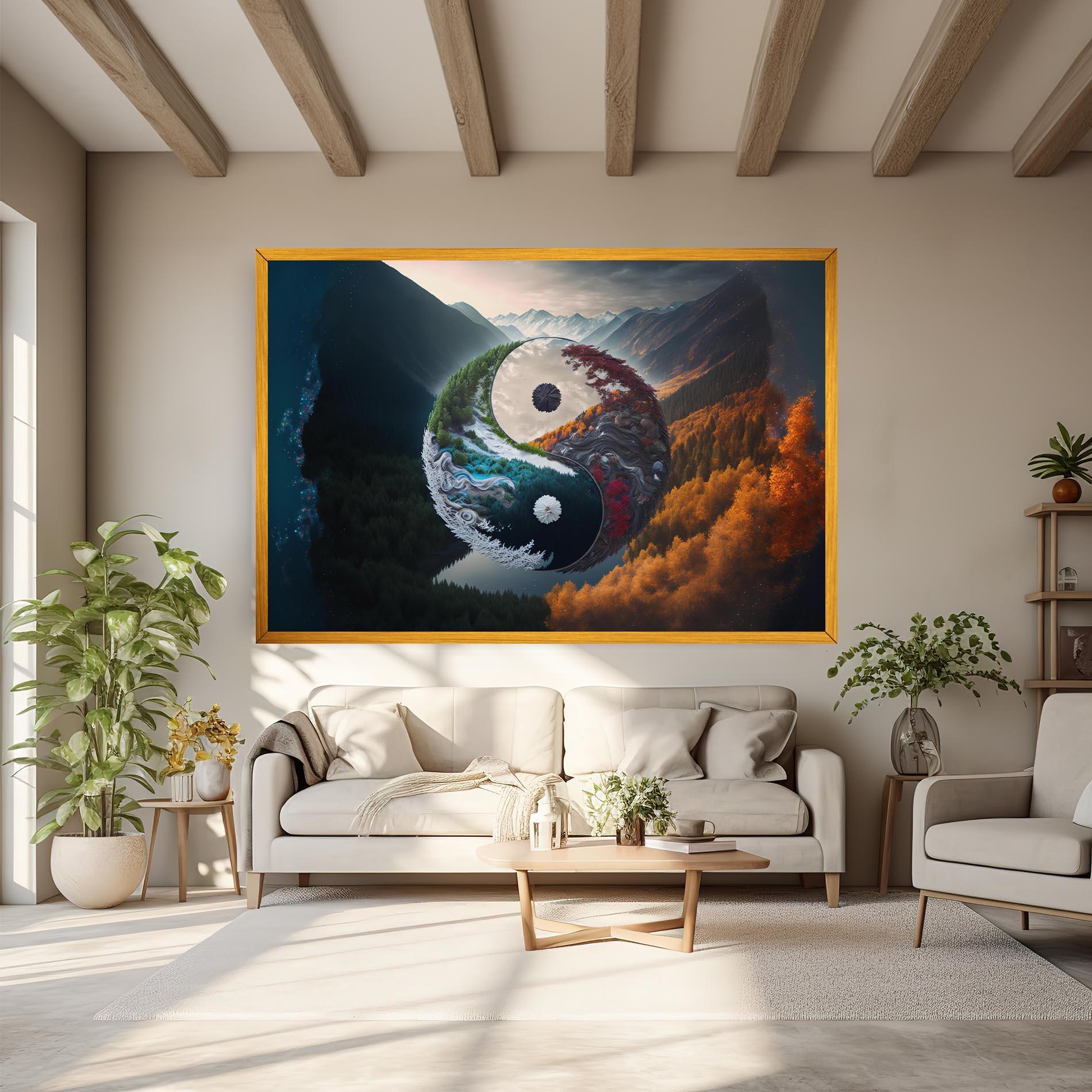 Vászonkép Mountain Yinyang mockup 6