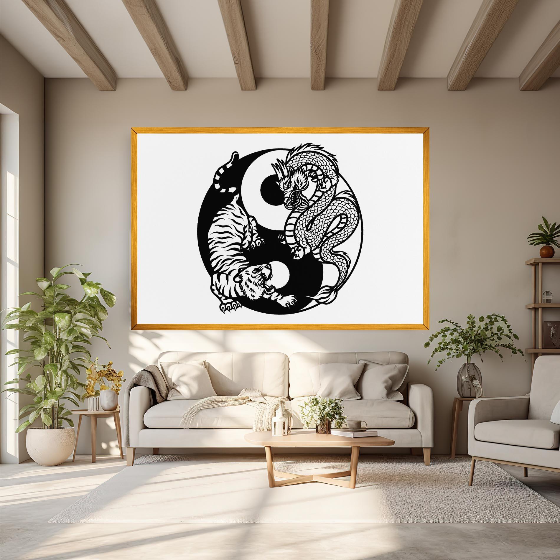 Vászonkép Tiger Dragon Yinyang mockup 6
