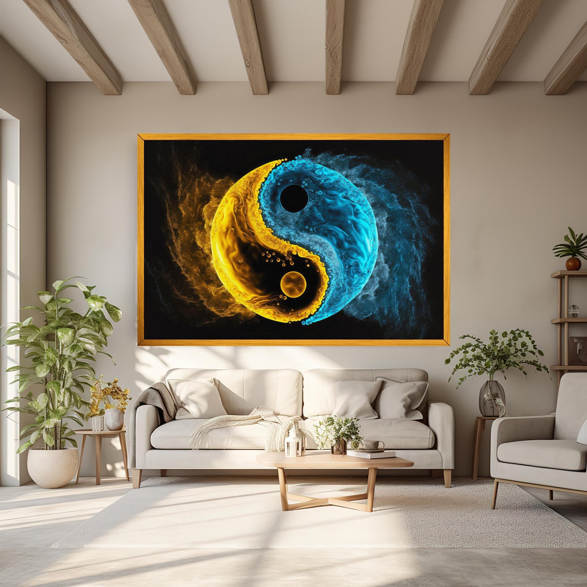 Vászonkép Yellow Blue Yinyang mockup 6