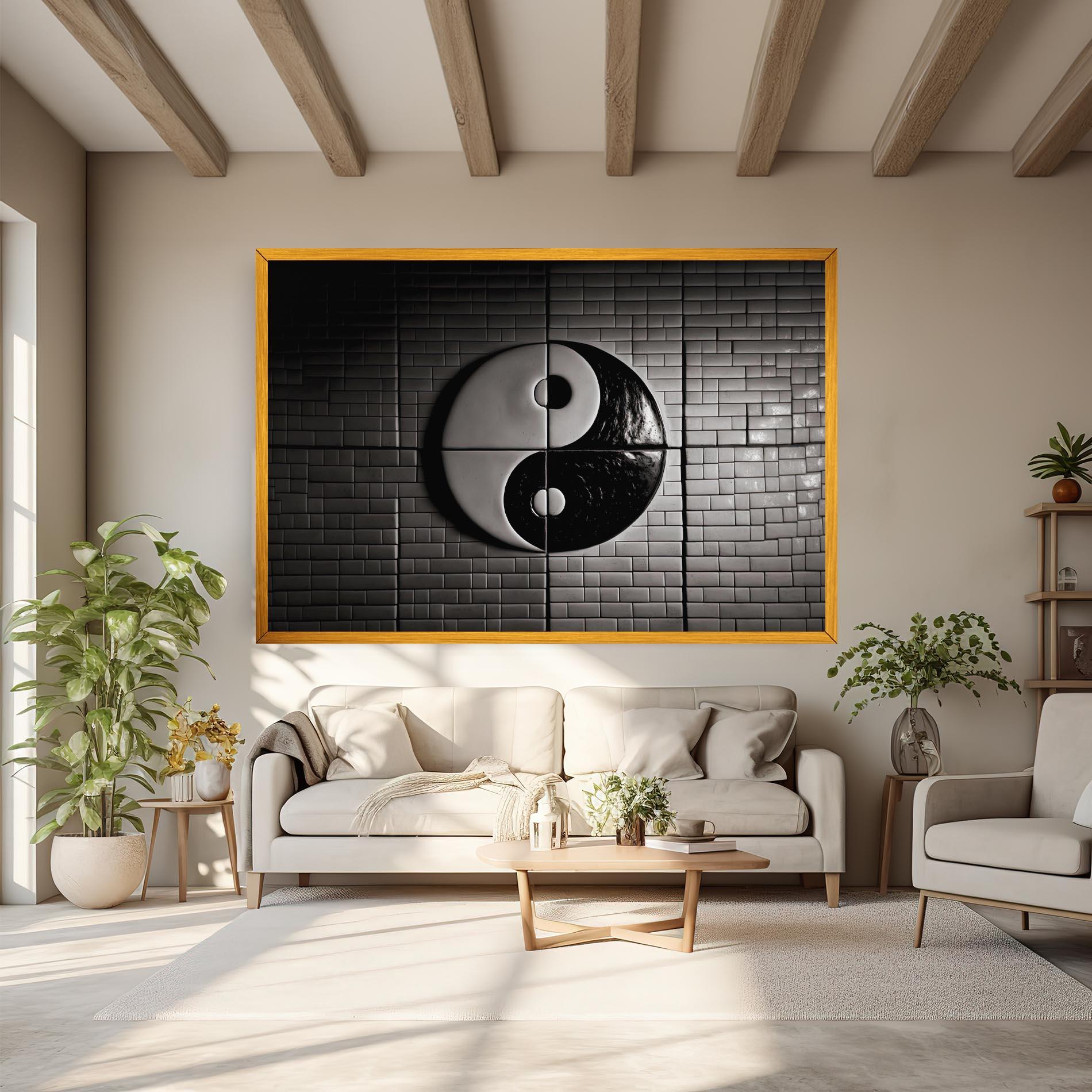 Vászonkép Yinyang Tiles Wall mockup 6