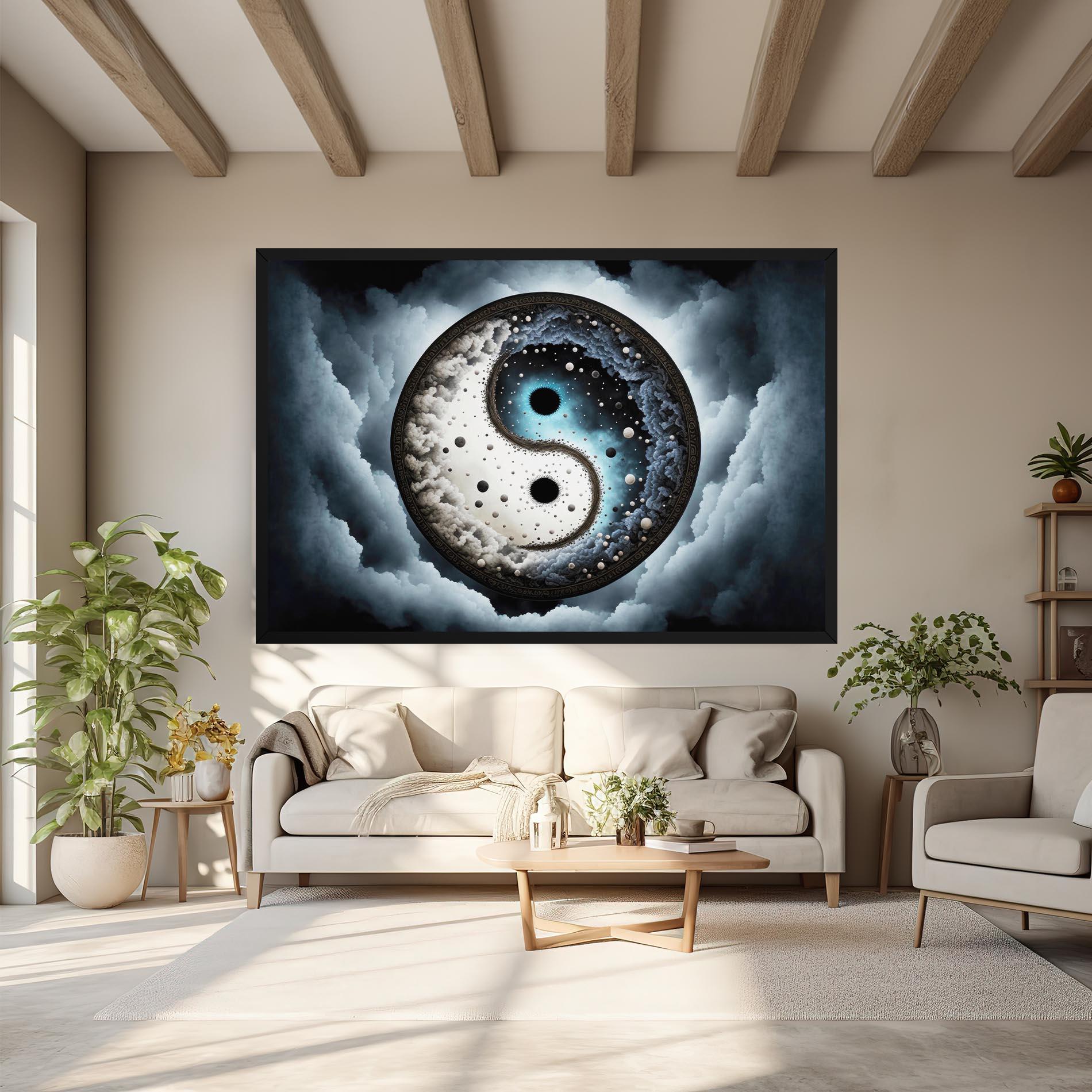 Vászonkép Black Blue Yinyang mockup 6