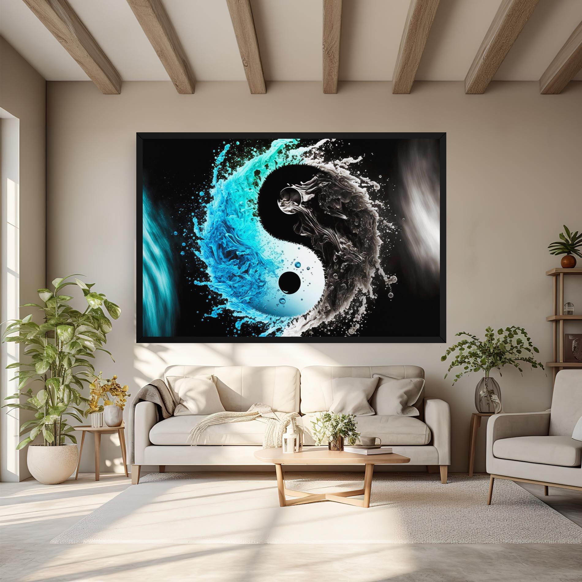 Vászonkép Blue Black Yinyang mockup 6