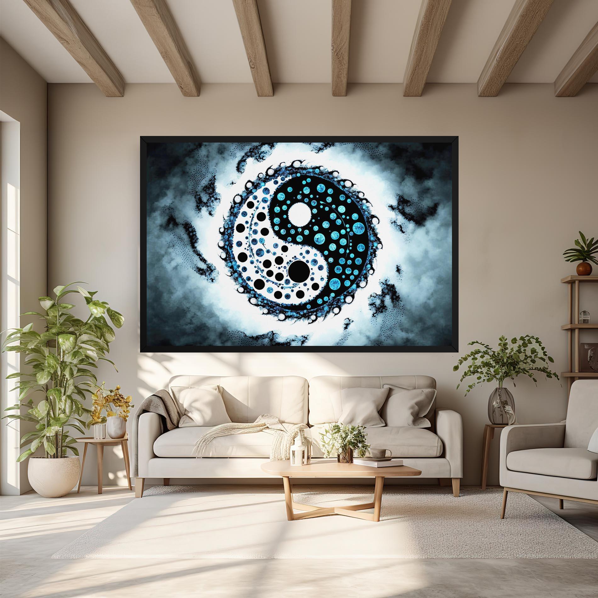 Vászonkép Blue White Yinyang mockup 6