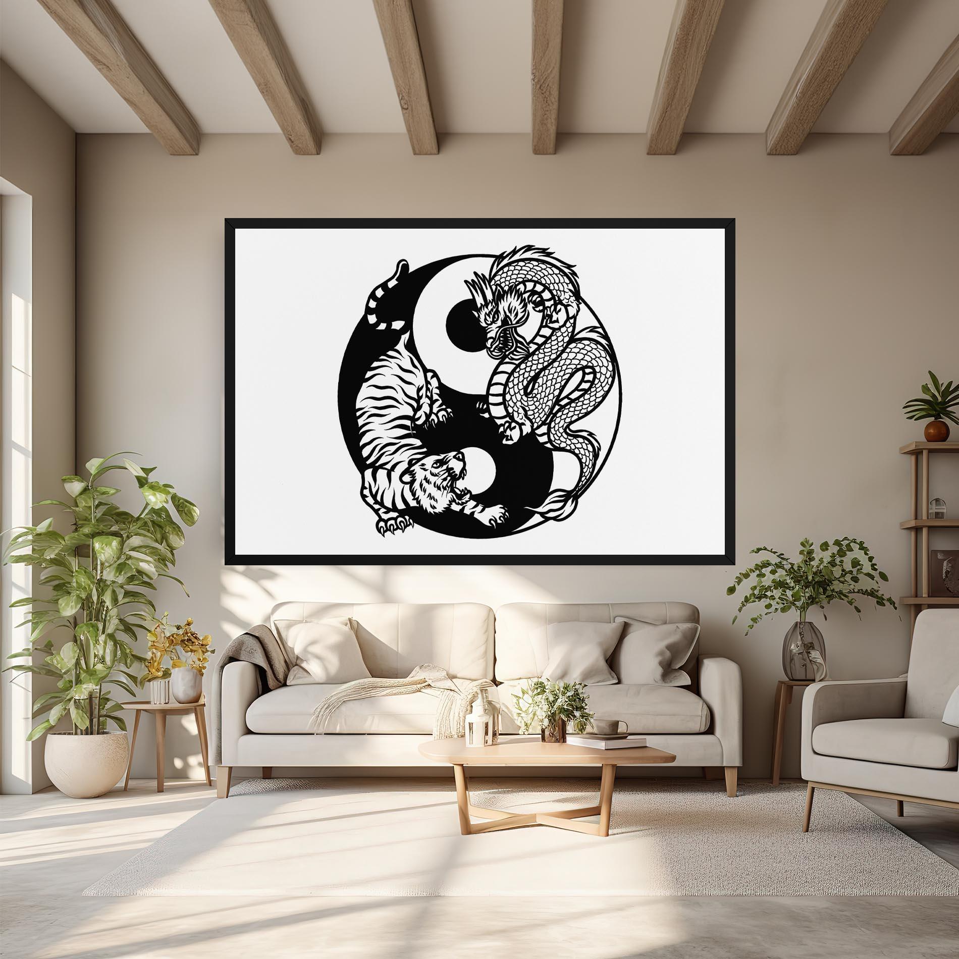 Vászonkép Tiger Dragon Yinyang mockup 6
