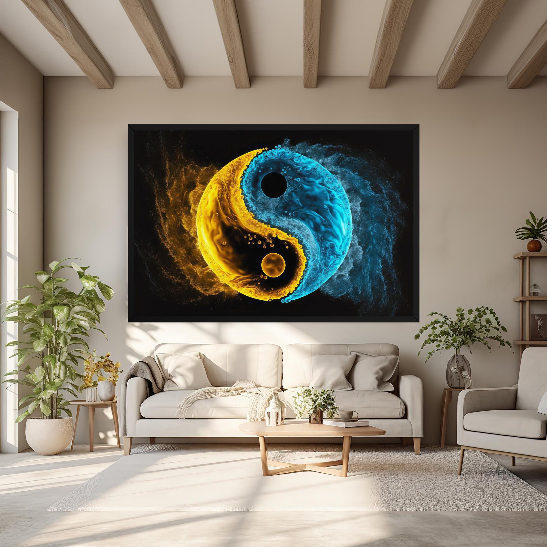 Vászonkép Yellow Blue Yinyang mockup 6