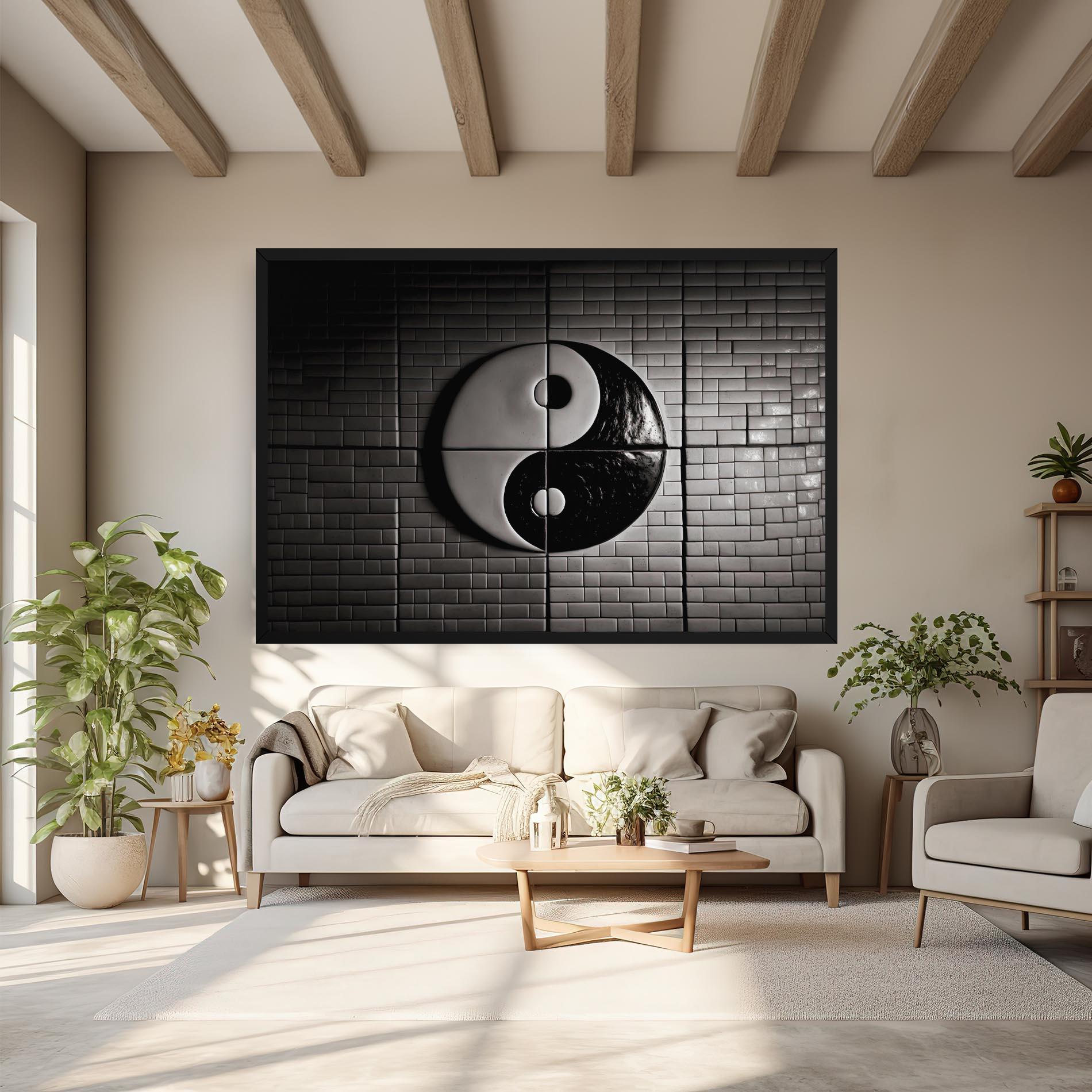 Vászonkép Yinyang Tiles Wall mockup 6