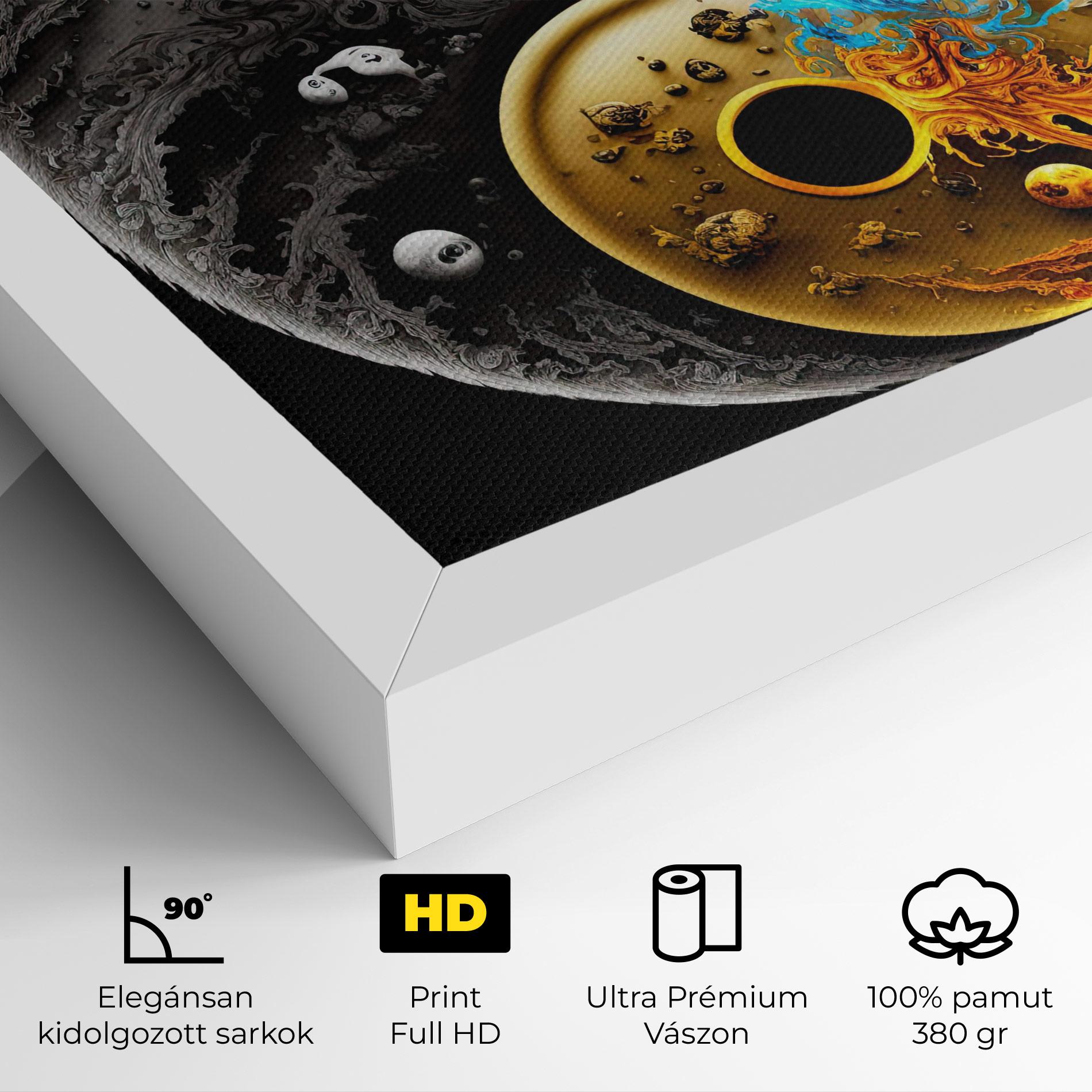 Vászonkép Black Yellow Yinyang mockup 4