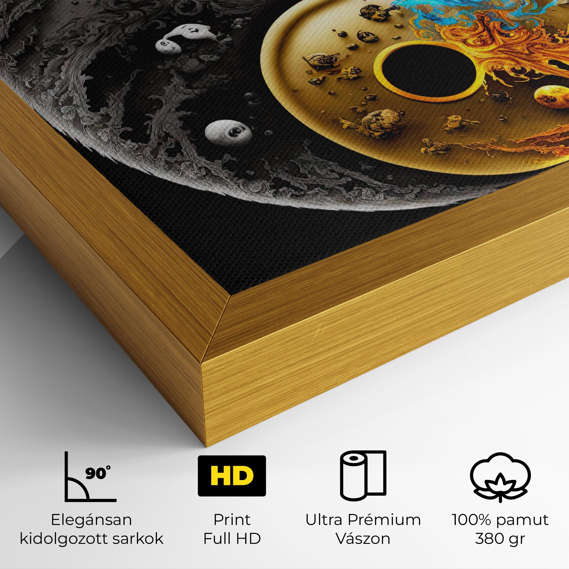 Vászonkép Black Yellow Yinyang mockup 4