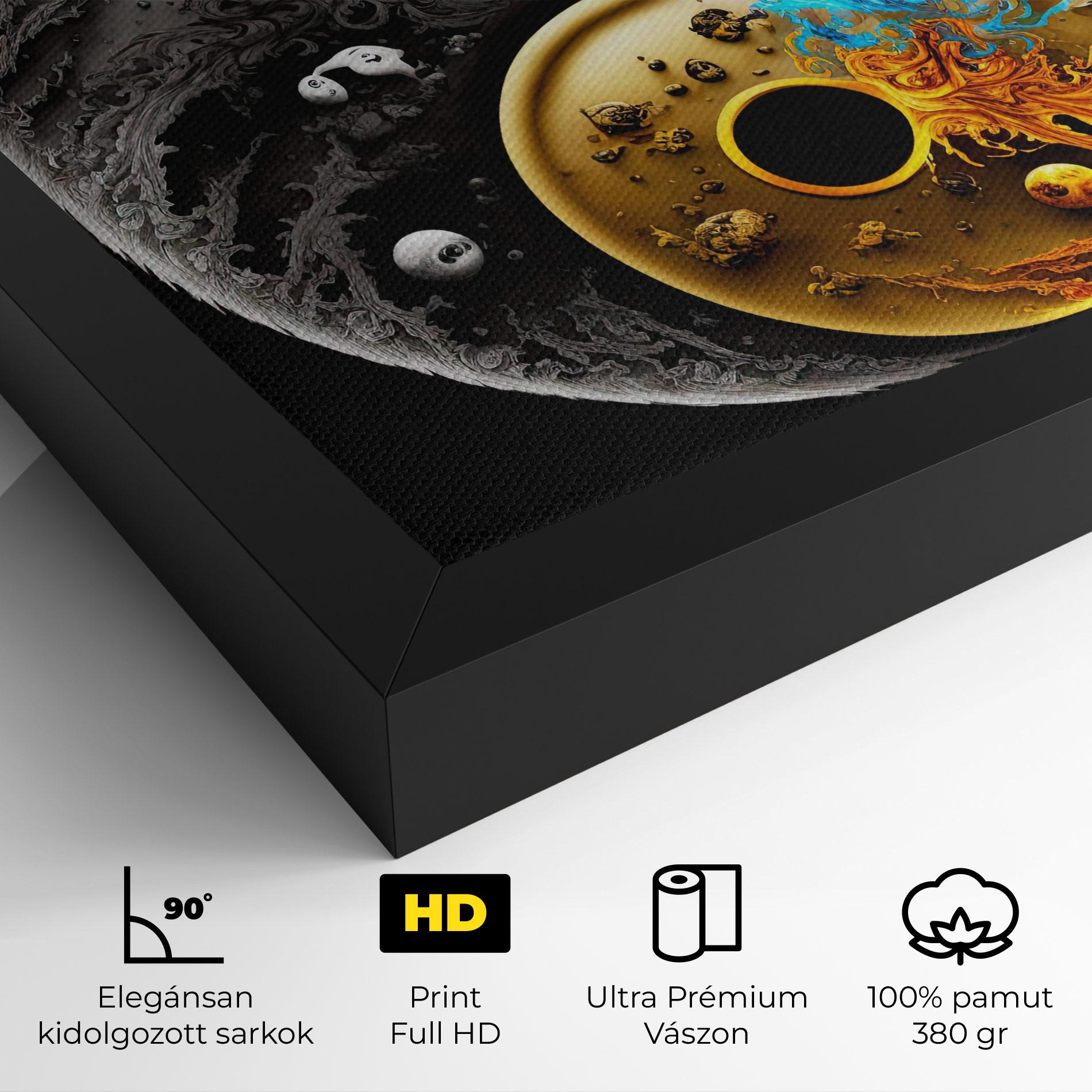 Vászonkép Black Yellow Yinyang mockup 4