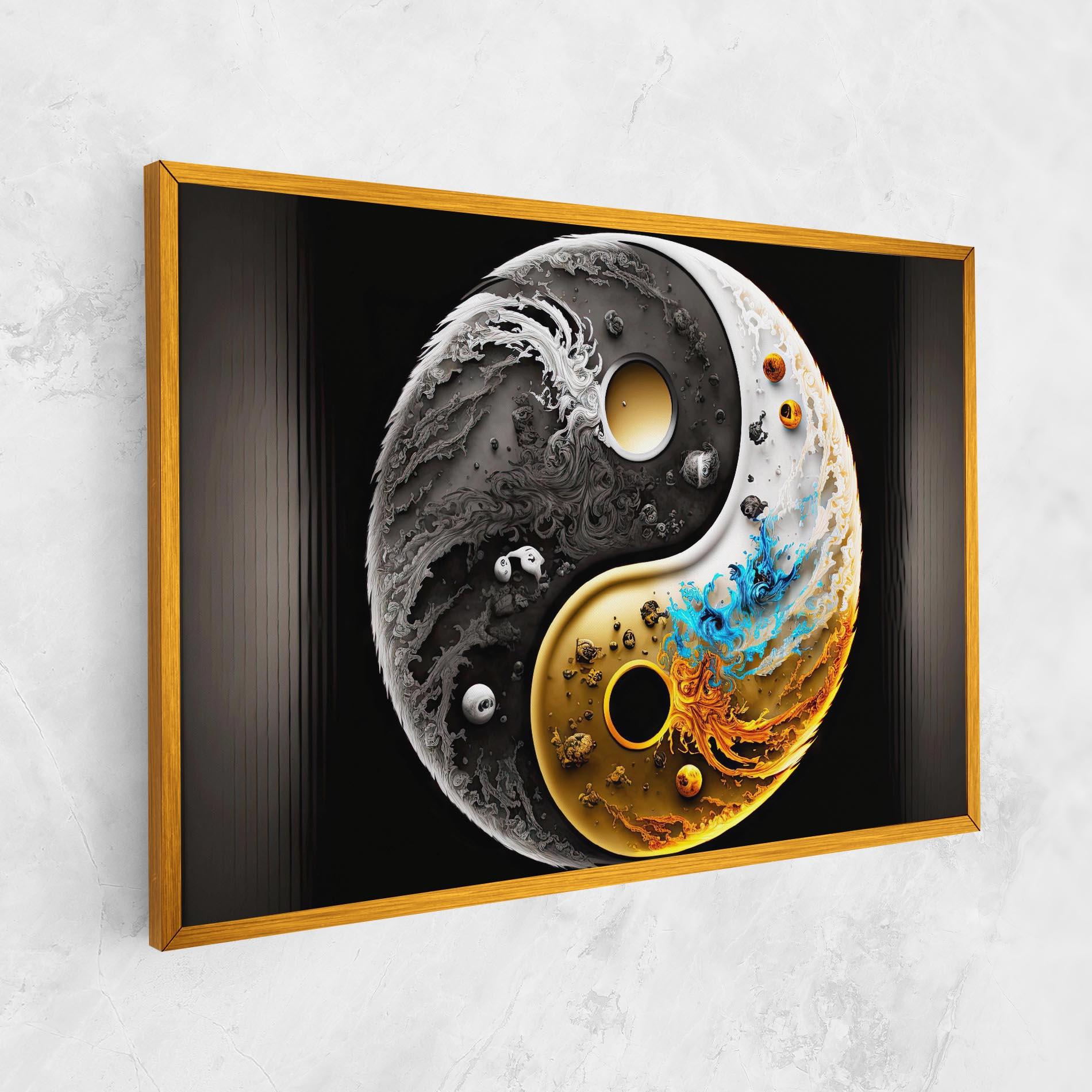 Vászonkép Black Yellow Yinyang mockup 1