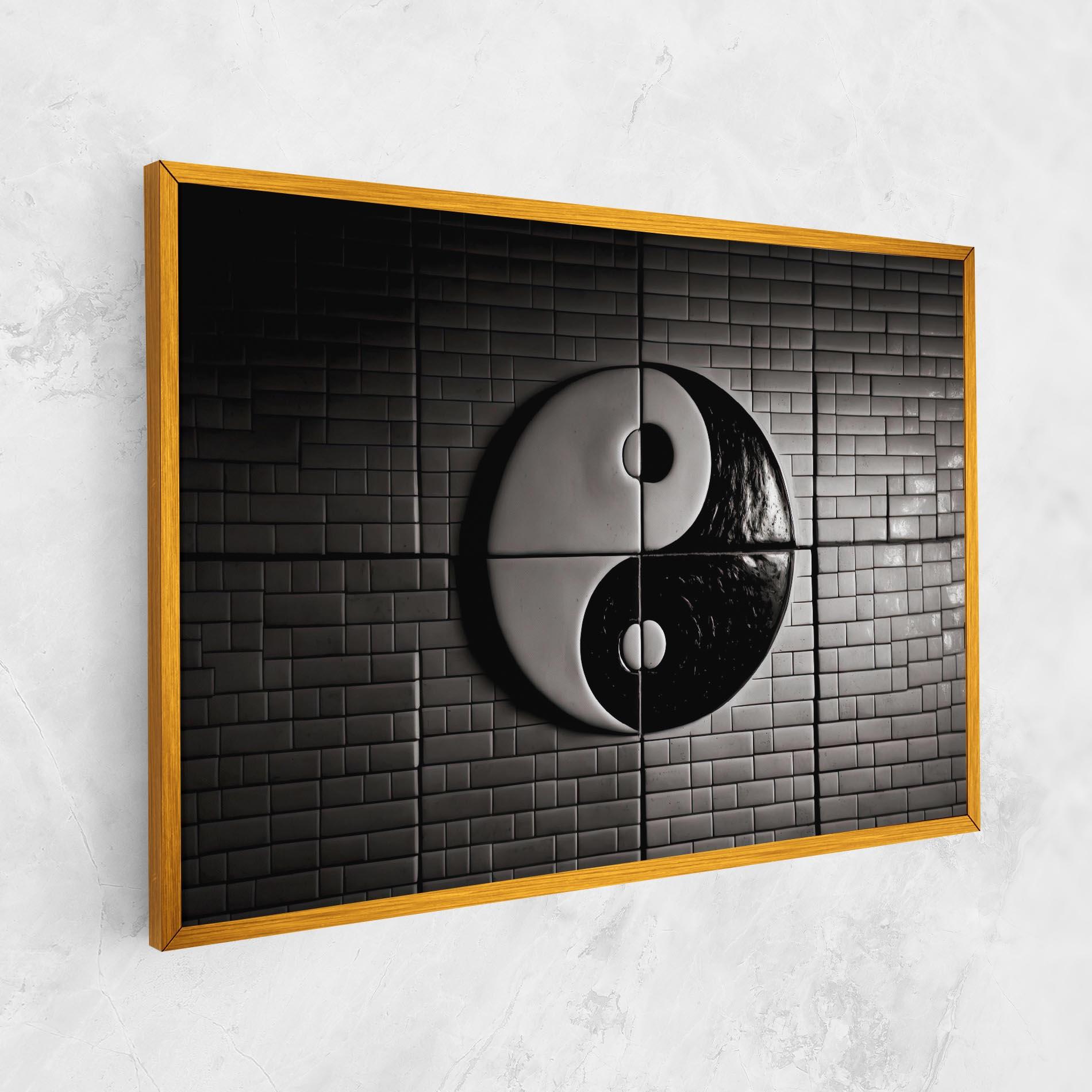 Vászonkép Yinyang Tiles Wall mockup 1