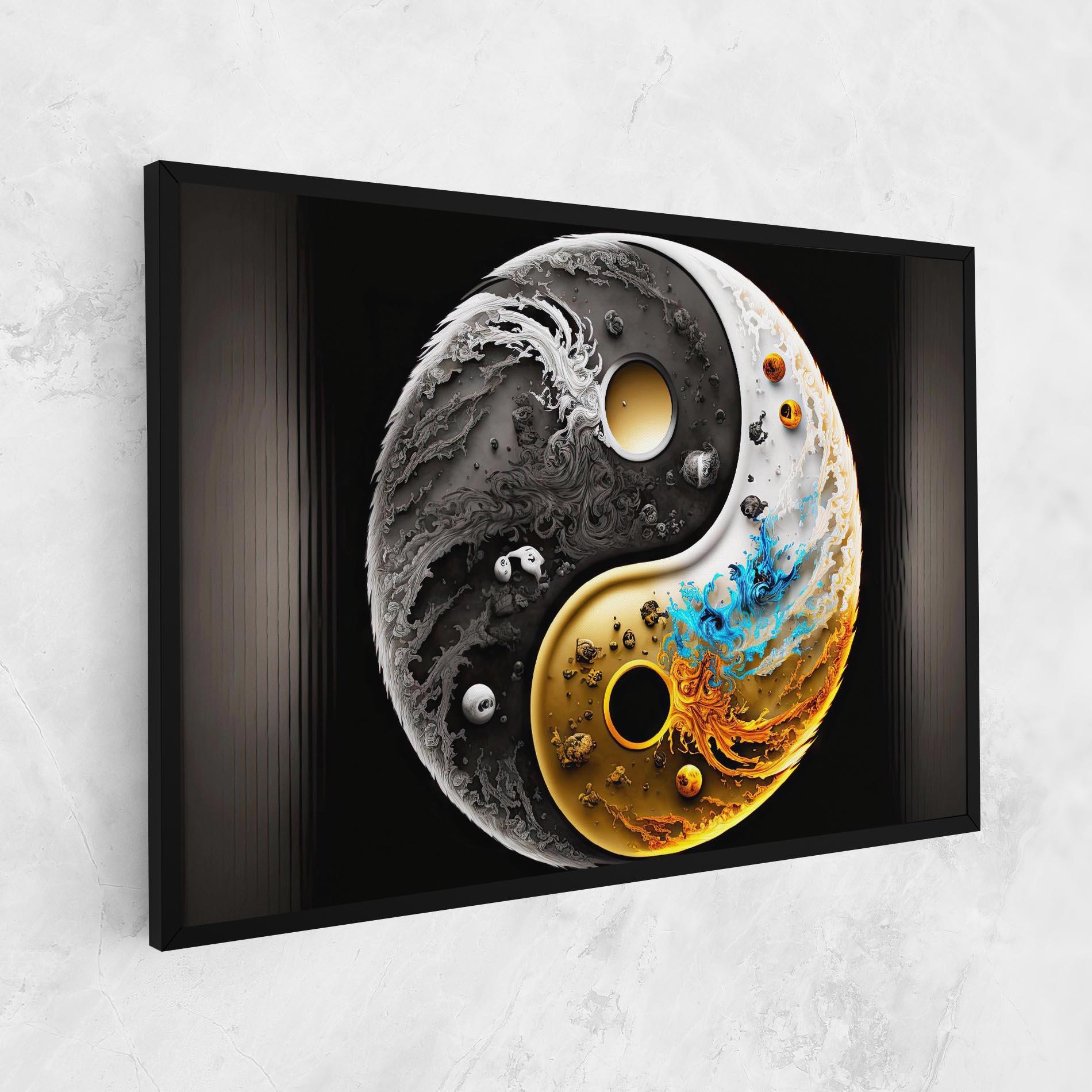 Vászonkép Black Yellow Yinyang mockup 1